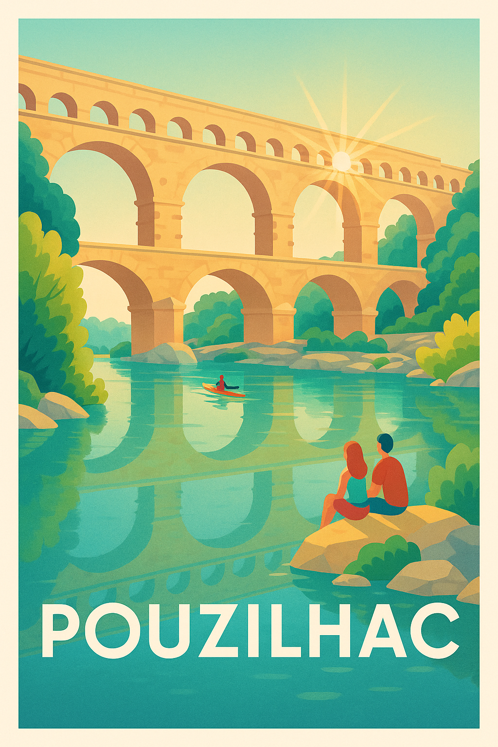 Affiche de Pouzilhac - La beauté paisible du pont romain