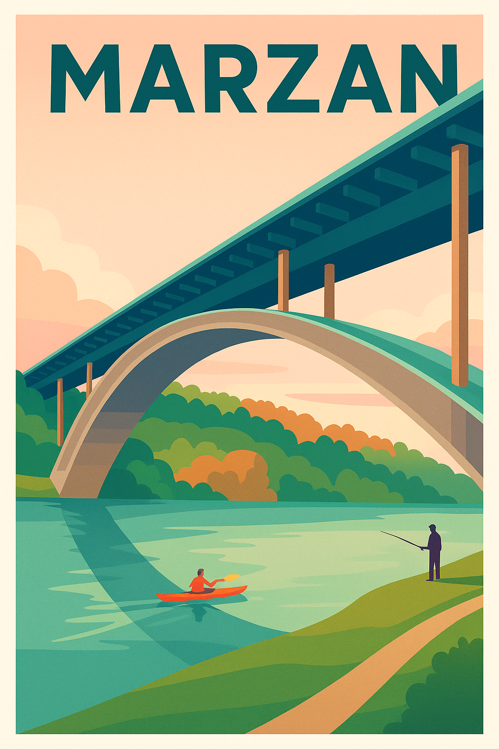 Affiche de Marzan - Harmonie entre nature et ponts emblématiques
