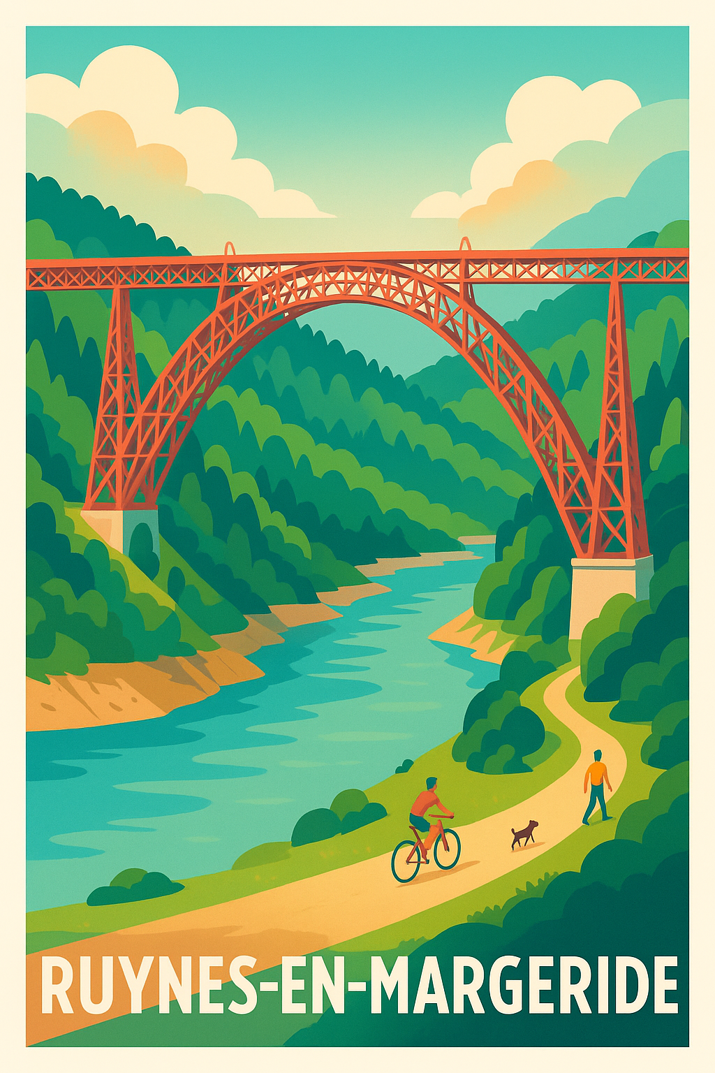 Affiche Ruynes-en-Margeride — Nature et promenade au fil de l'eau · poster d'art de Ruynes-en-Margeride