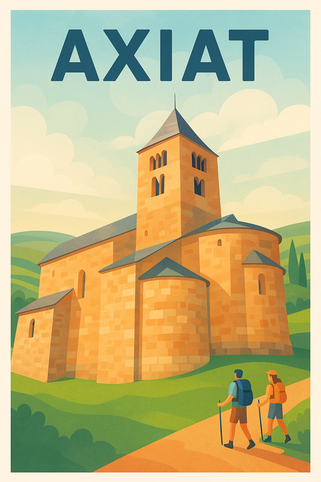 Affiche Axiat — La beauté intemporelle de l'architecture rurale · poster d'art de Axiat