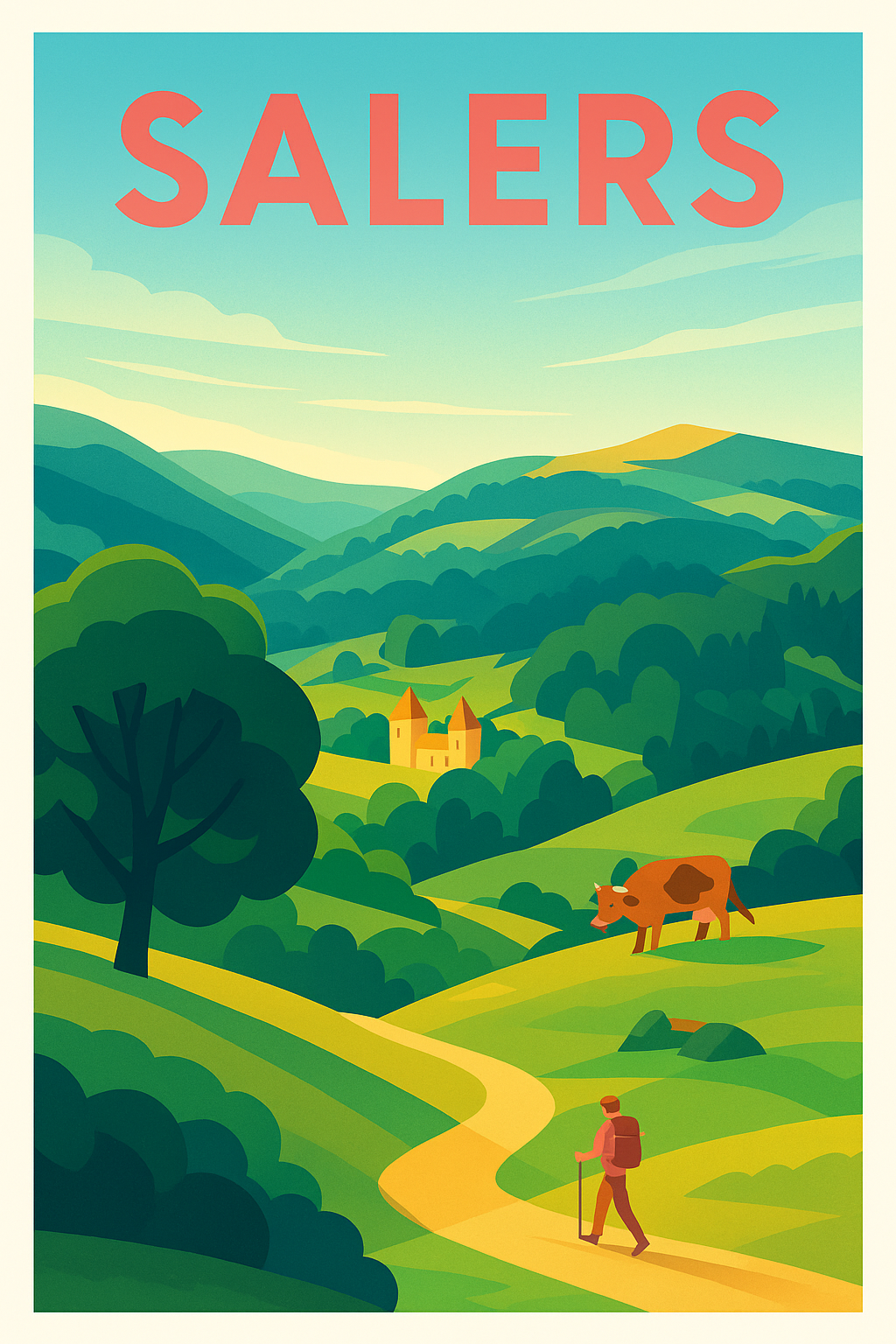 Affiche Salers — Évasion bucolique au cœur de l'Auvergne · poster d'art de Salers