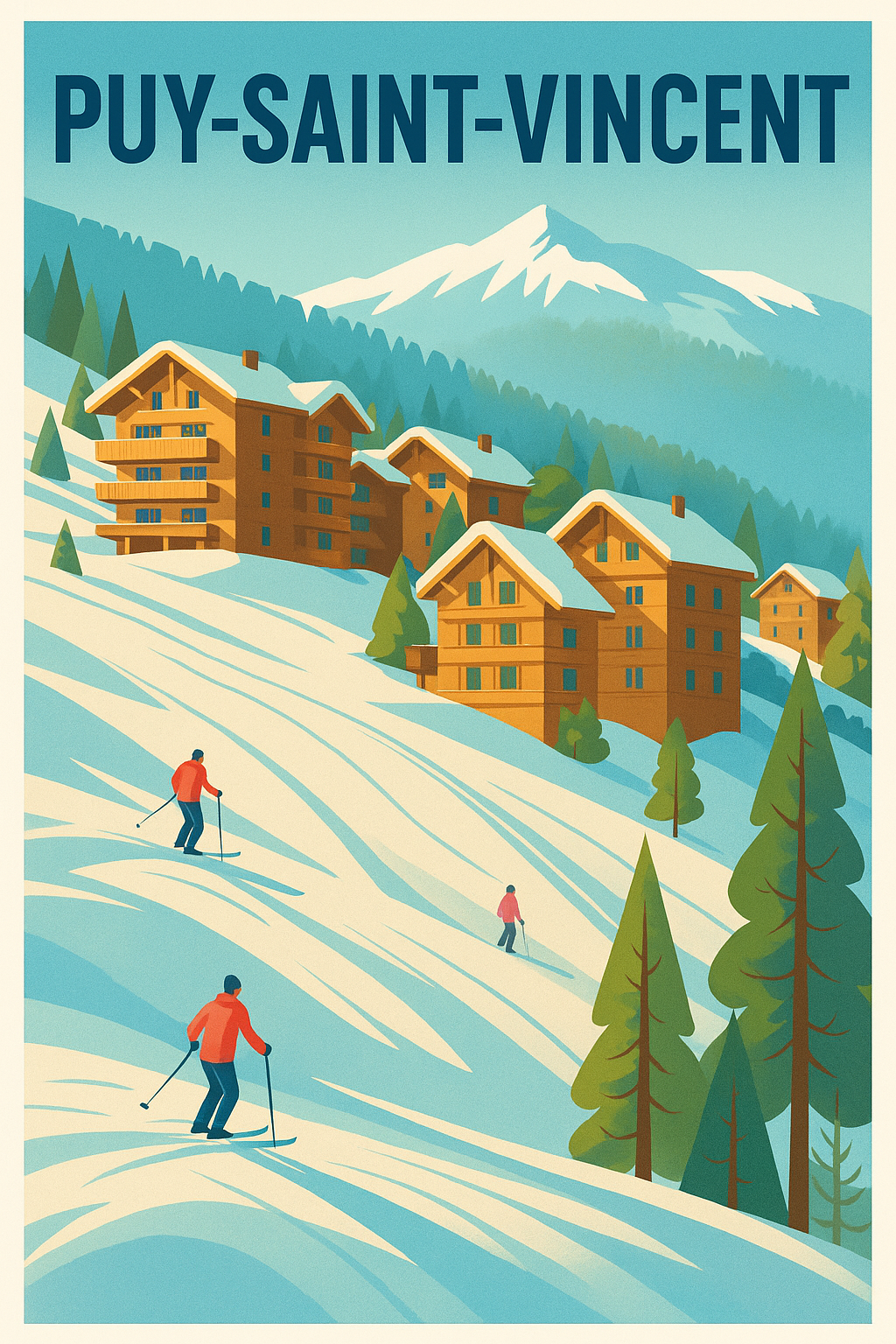 Affiche Puy-Saint-Vincent — Charme alpin et glisse en montagne · poster d'art de Puy-Saint-Vincent