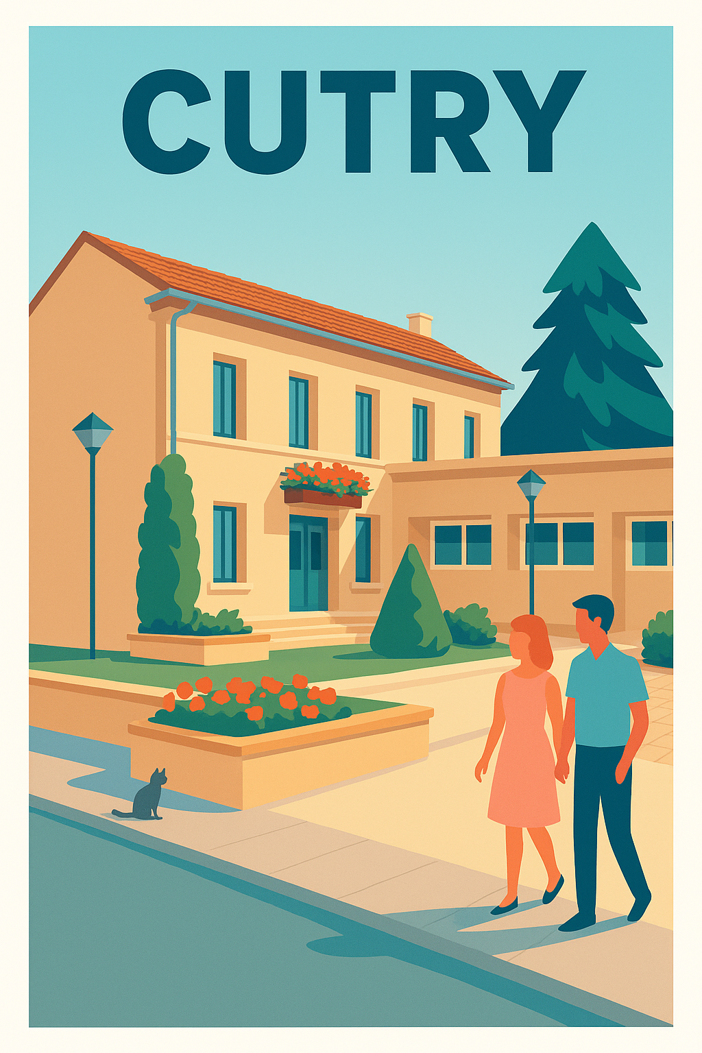 Affiche de Cutry - L'élégance paisible d'une balade en duo