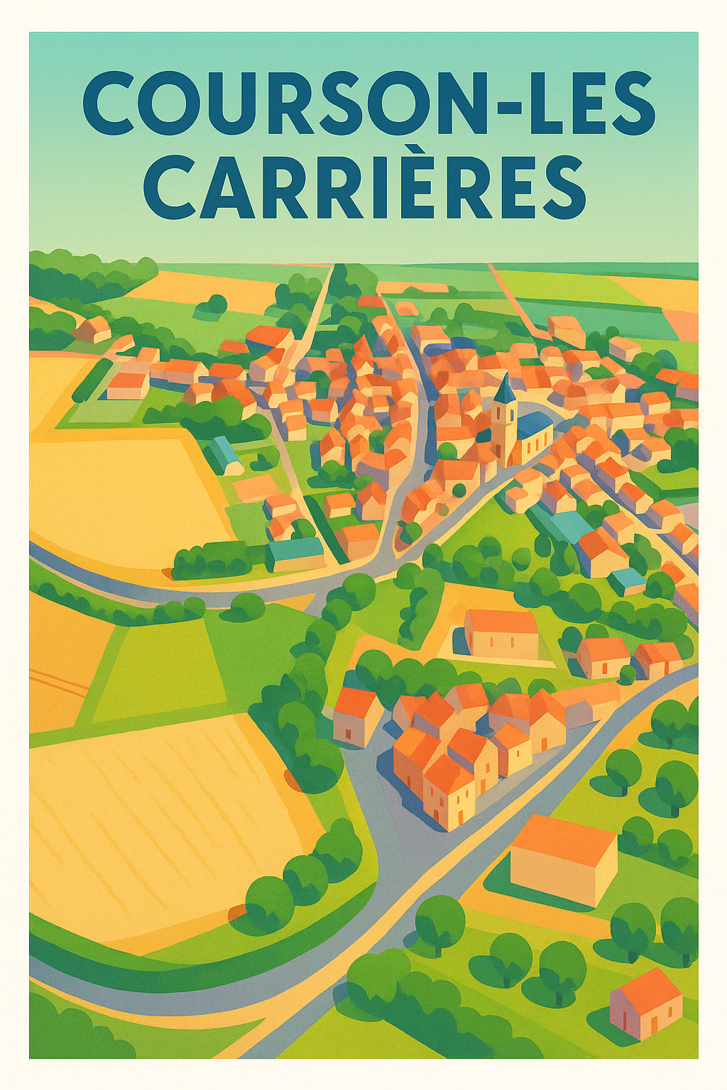Affiche de Courson-les-Carrières - Vue pittoresque d'un village charmant
