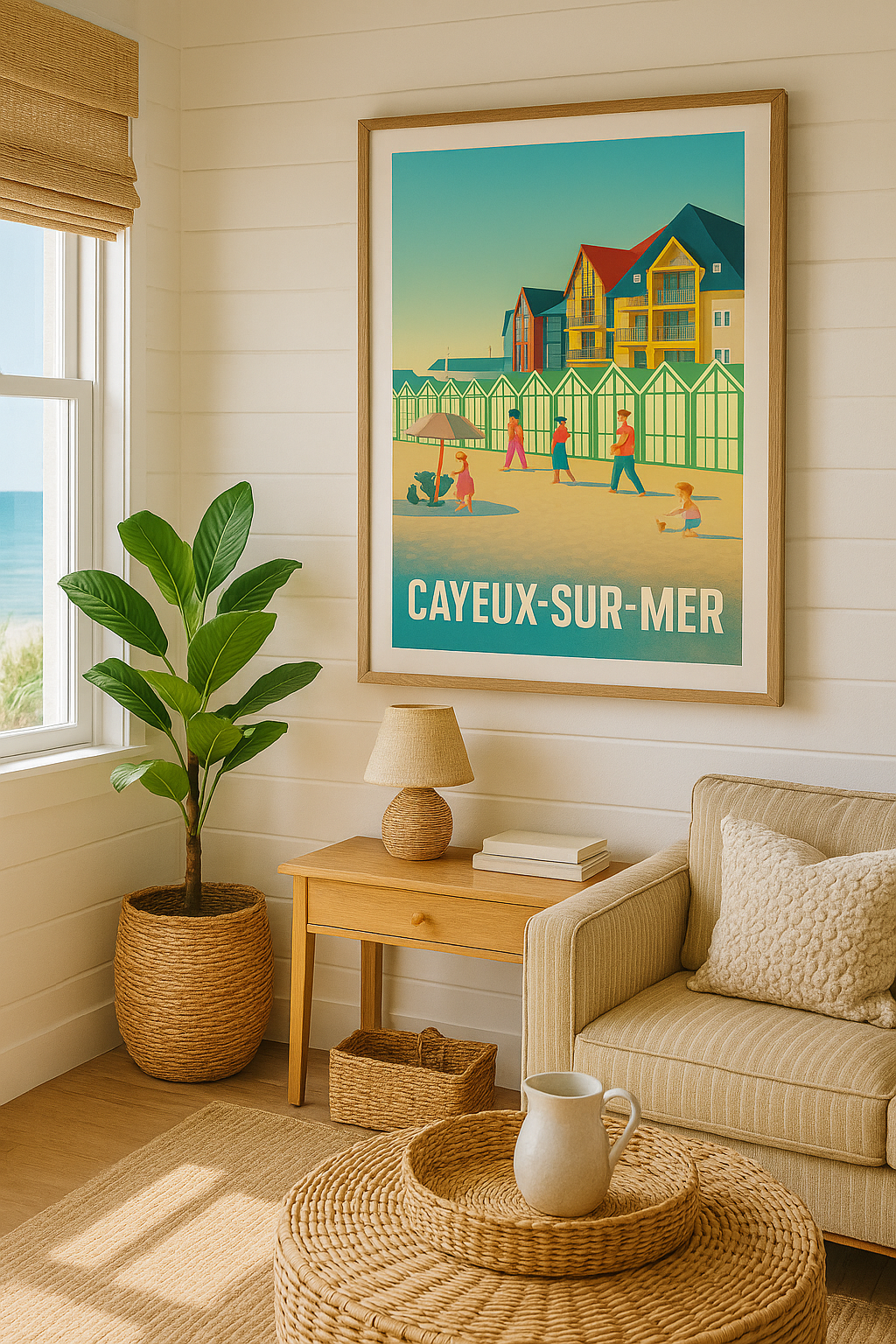 Mise en situation Affiche de Cayeux-sur-Mer - Ambiance Balnéaire et Colorée