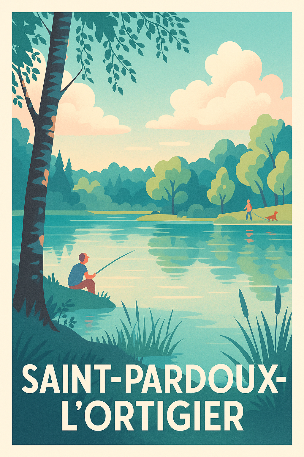 Affiche Saint-Pardoux-l'Ortigier — Sérénité au bord de l'eau · poster d'art de Saint-Pardoux-l'Ortigier