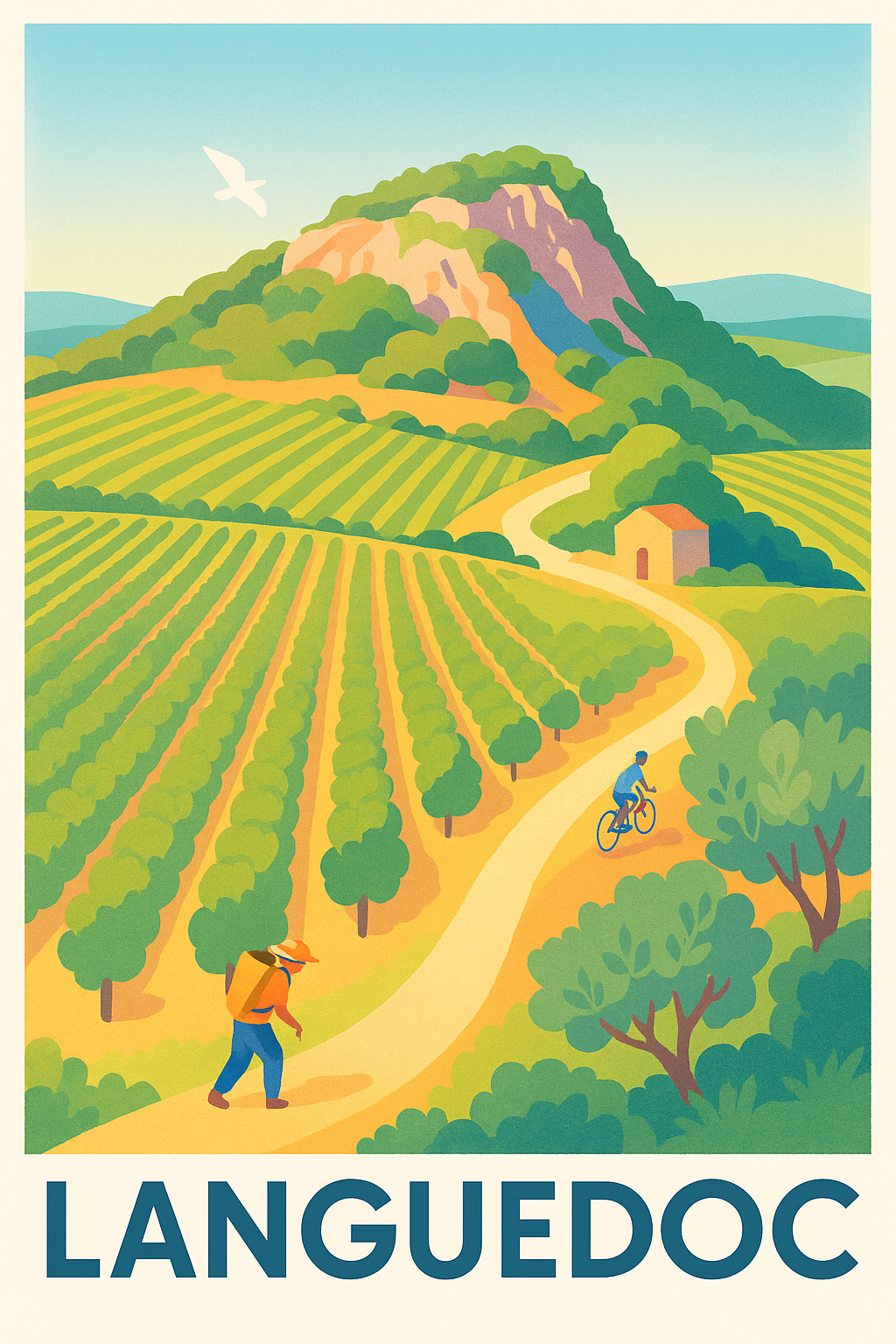Affiche Languedoc — L'art de vivre entre vignes et soleil · poster d'art de Languedoc