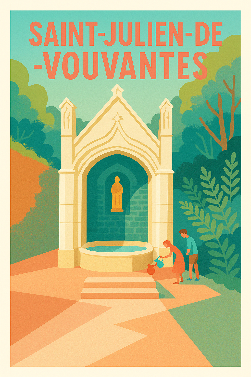 Affiche de Saint-Julien-de-Vouvantes - Charme et sérénité en illustration