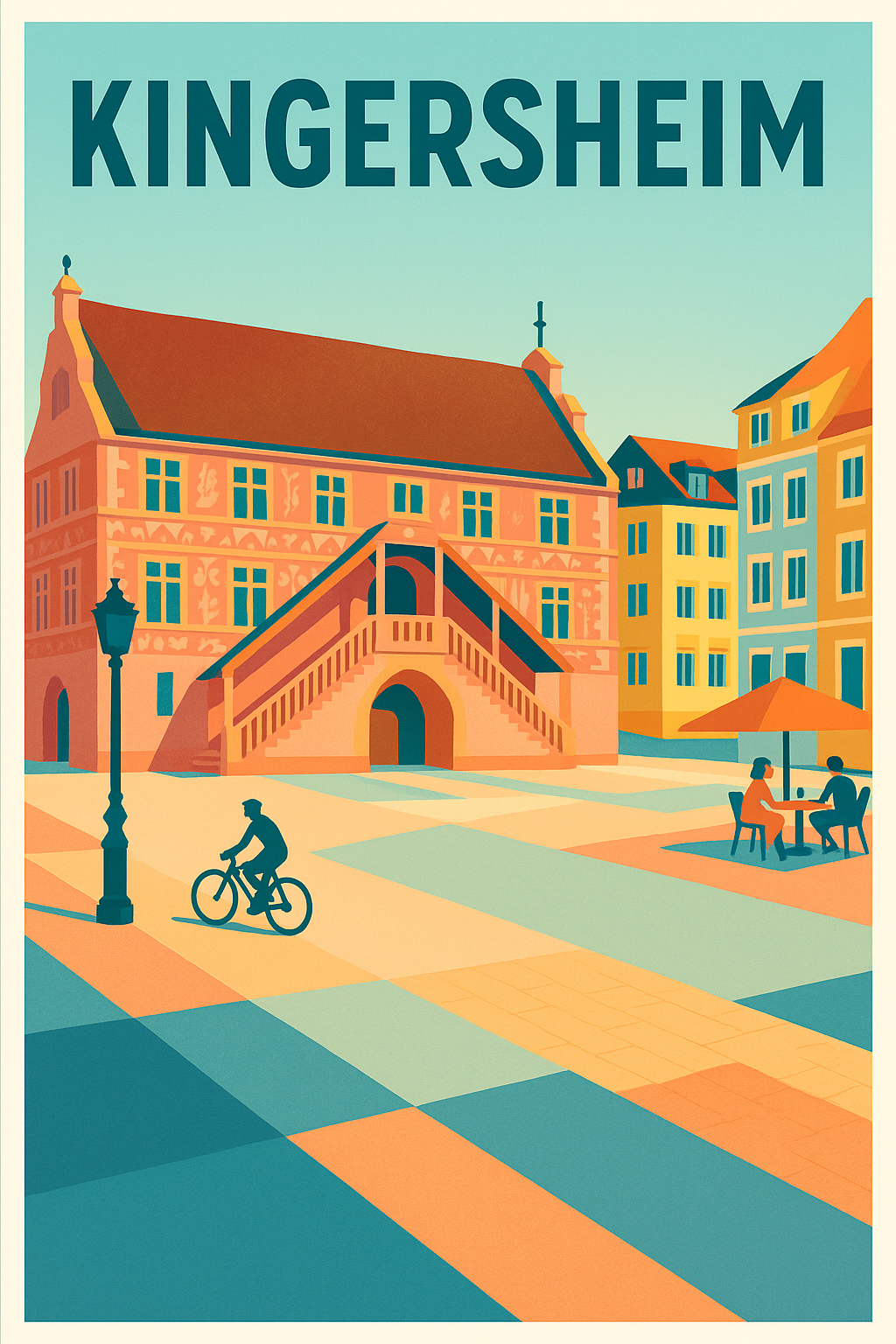 Affiche de Kingersheim - Ambiance chaleureuse de la place centrale