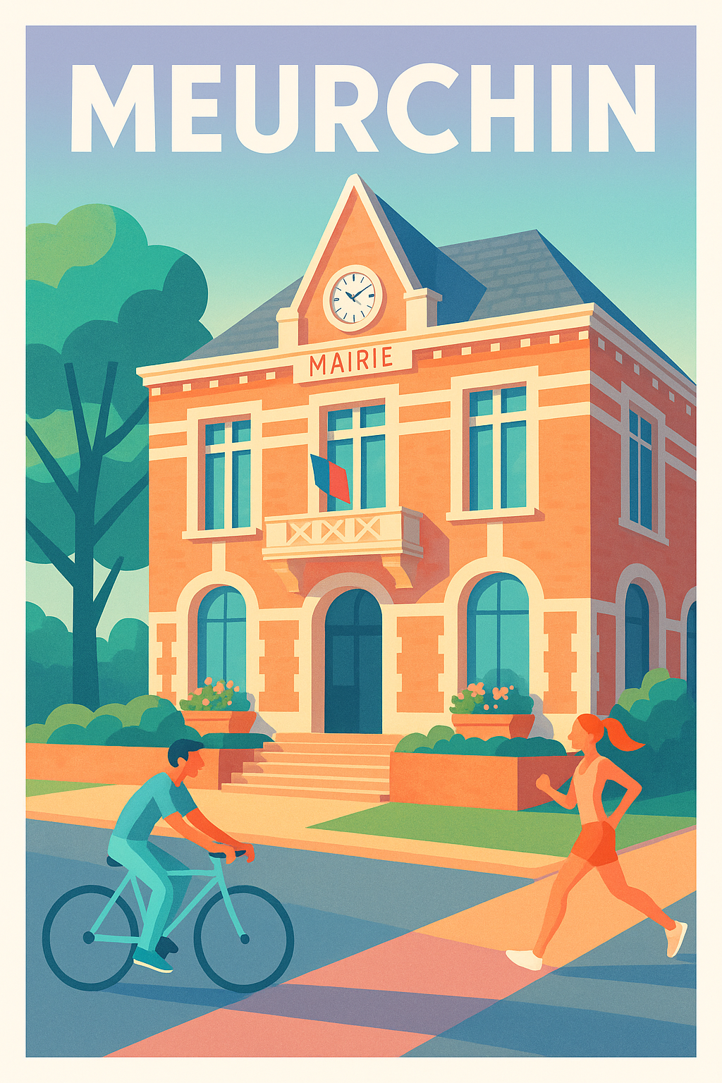 Affiche de Meurchin - Ambiance paisible devant la mairie