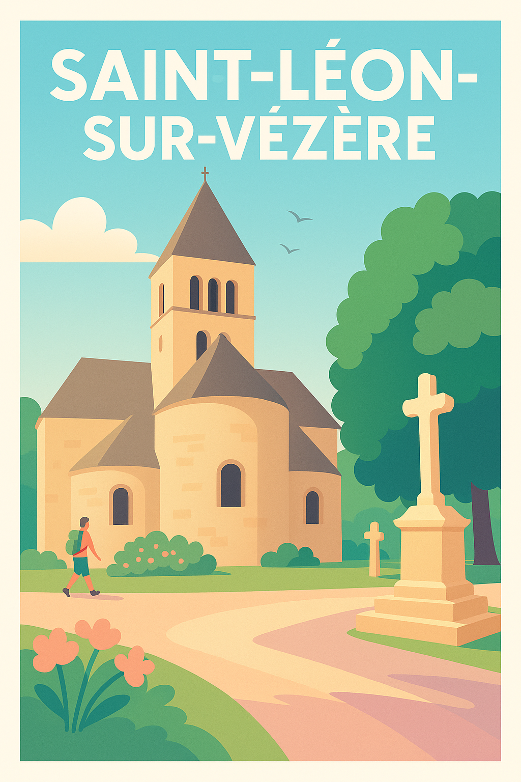 Affiche Saint-Léon-sur-Vézère — Charme et Sérénité en Périgord · poster d'art de Saint-Léon-sur-Vézère