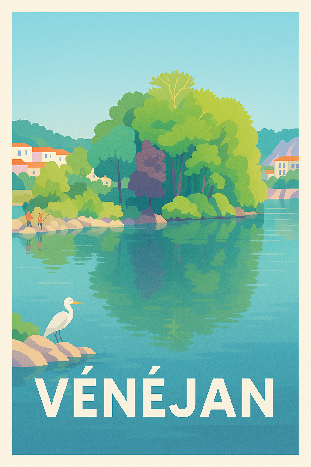Affiche Vénéjan — Sérénité sur les rives du Rhône · poster d'art de Vénéjan