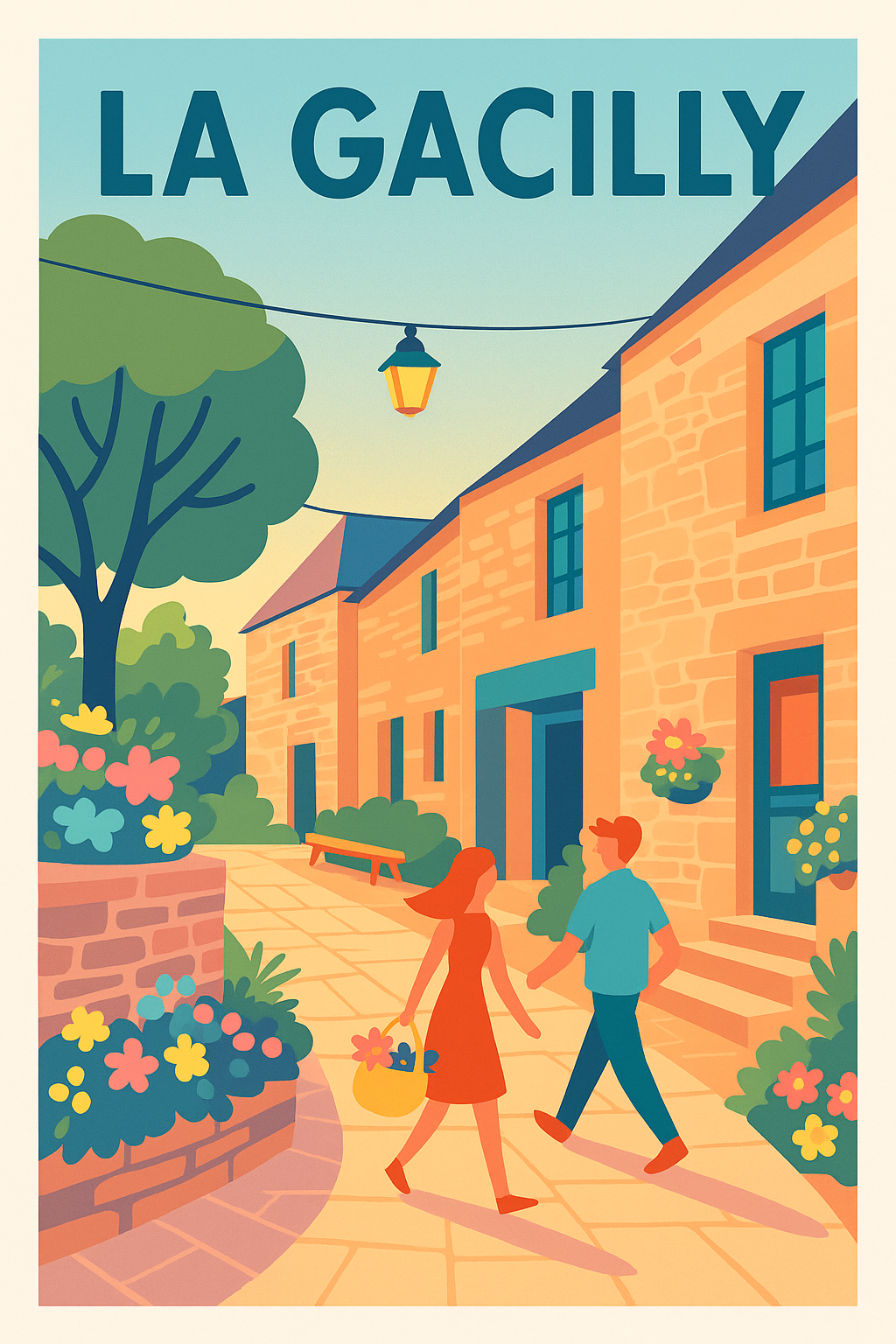 Affiche de La Gacilly - Promenade ensoleillée au cœur du village