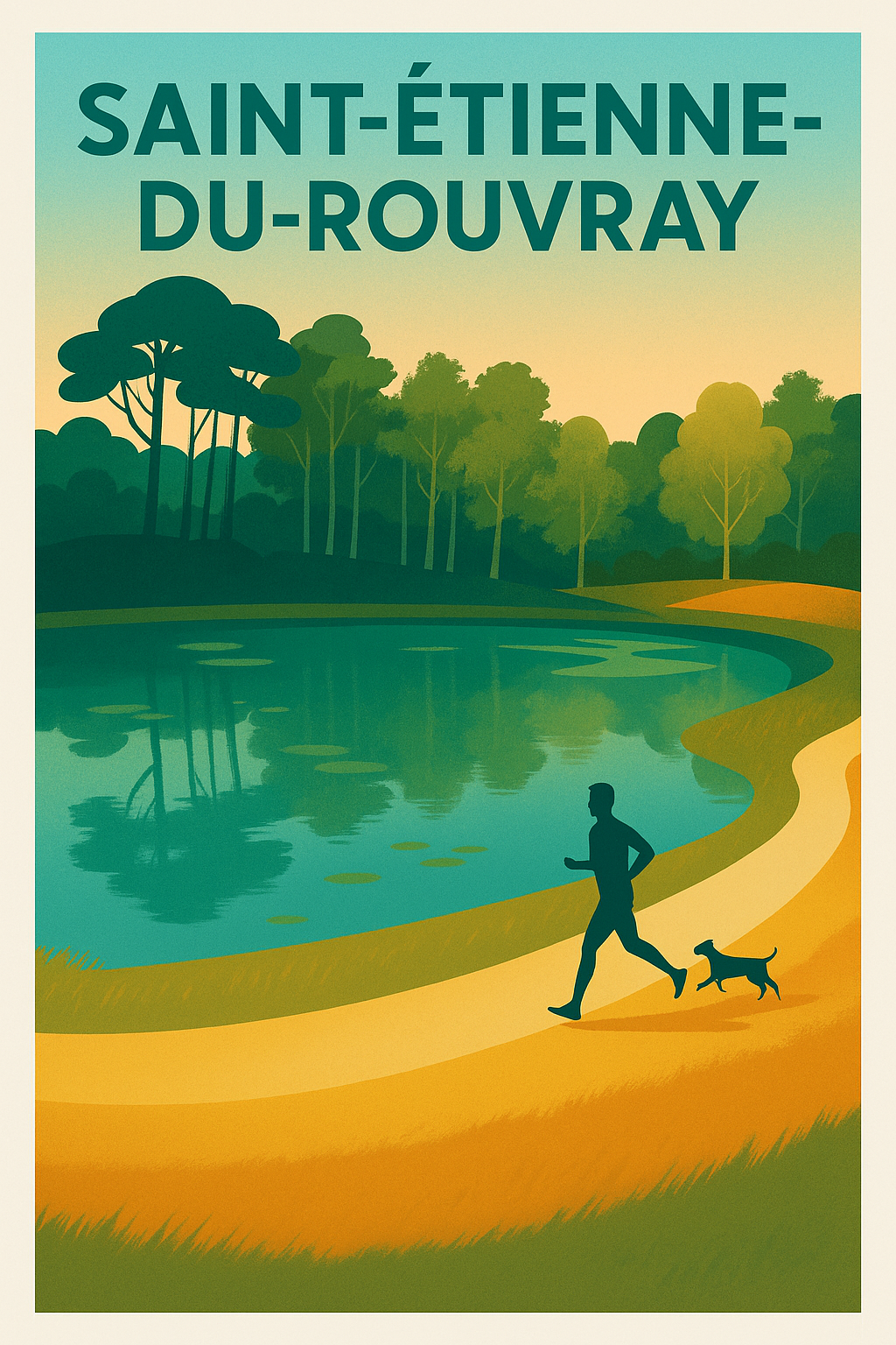 Affiche Saint-Étienne-du-Rouvray — Balade matinale au bord de l'eau · poster d'art de Saint-Étienne-du-Rouvray