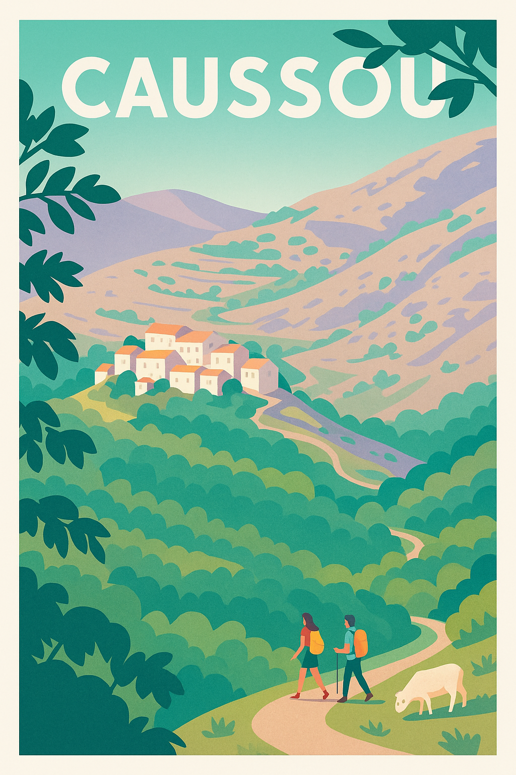 Affiche Caussou — Invitation à la randonnée en nature · poster d'art de Caussou