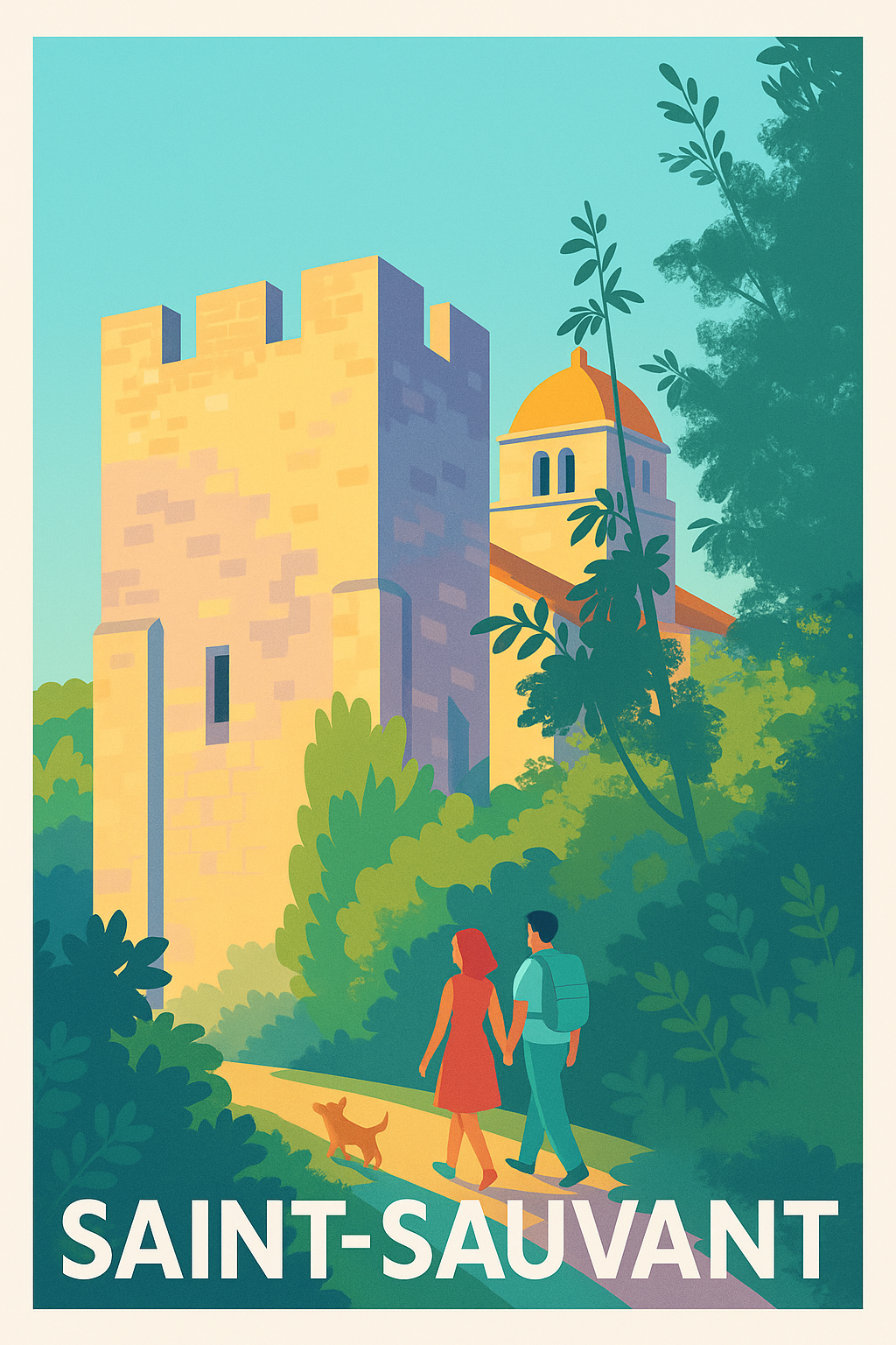 Affiche de Saint-Sauvant - Promenade bucolique historique