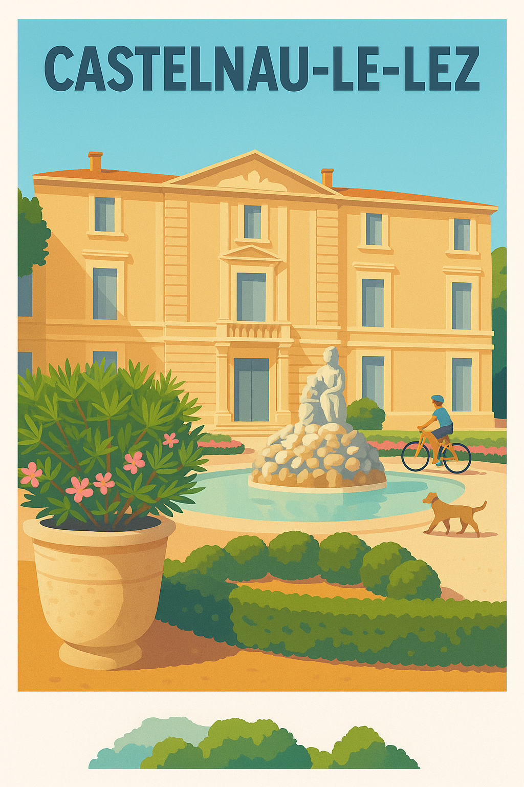 Affiche Castelnau-le-Lez — Charme et sérénité au cœur de la ville · poster d'art de Castelnau-le-Lez