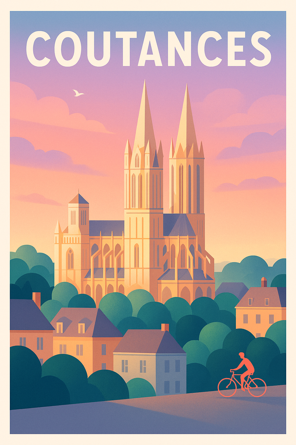 Affiche de Coutances - Charme paisible au crépuscule