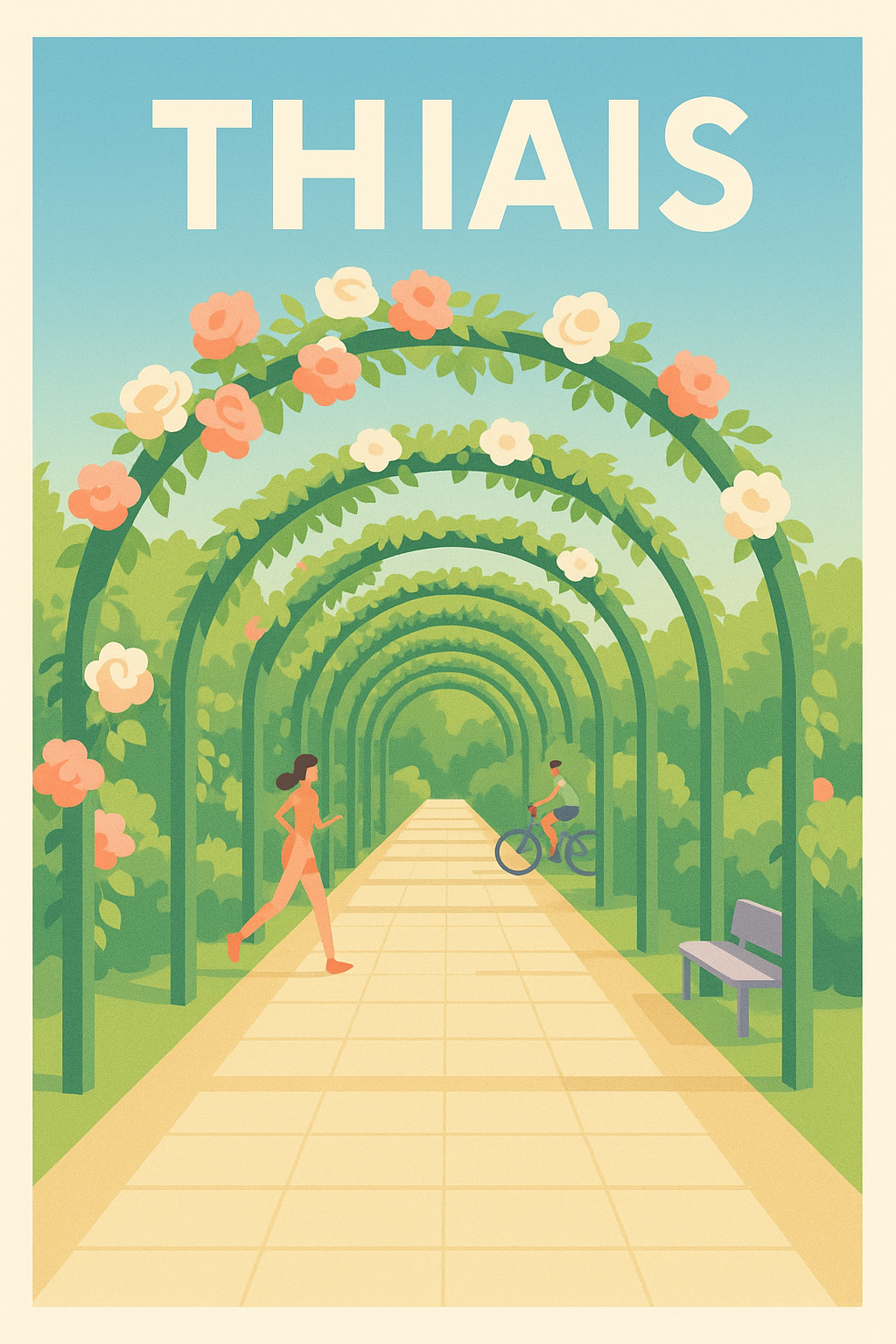 Affiche Thiais — Échappée verte sous les arcs fleuris · poster d'art de Thiais