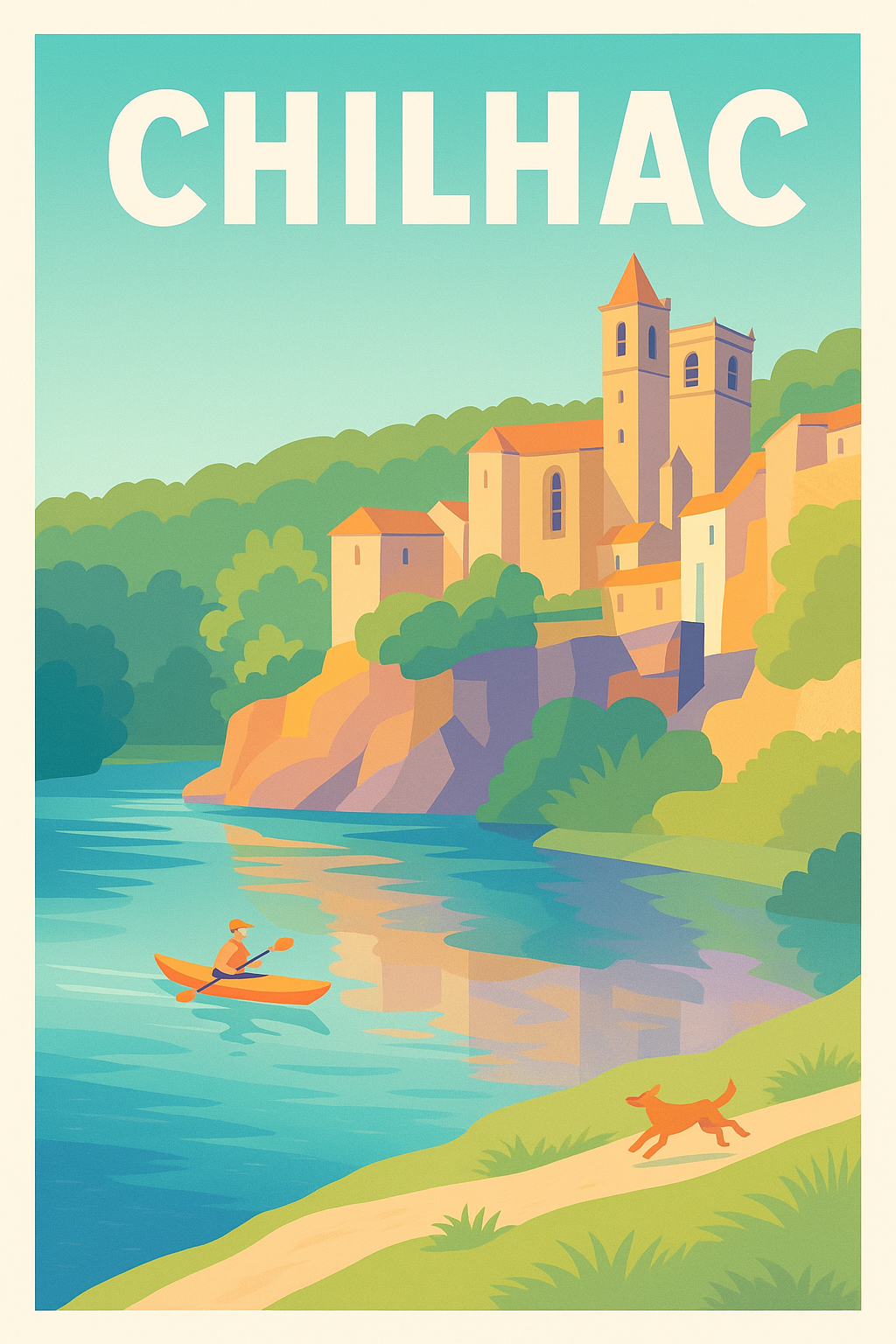 Affiche Chilhac — Charme tranquille au bord de la rivière · poster d'art de Chilhac