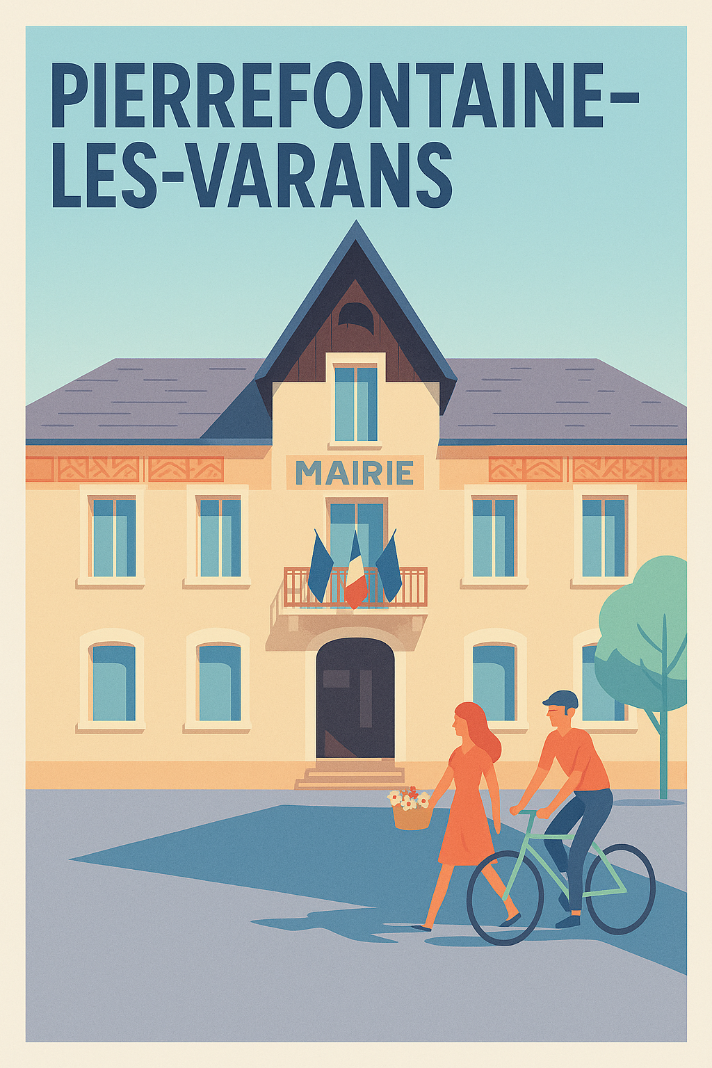 Affiche de Pierrefontaine-les-Varans - Charme paisible en illustration vintage