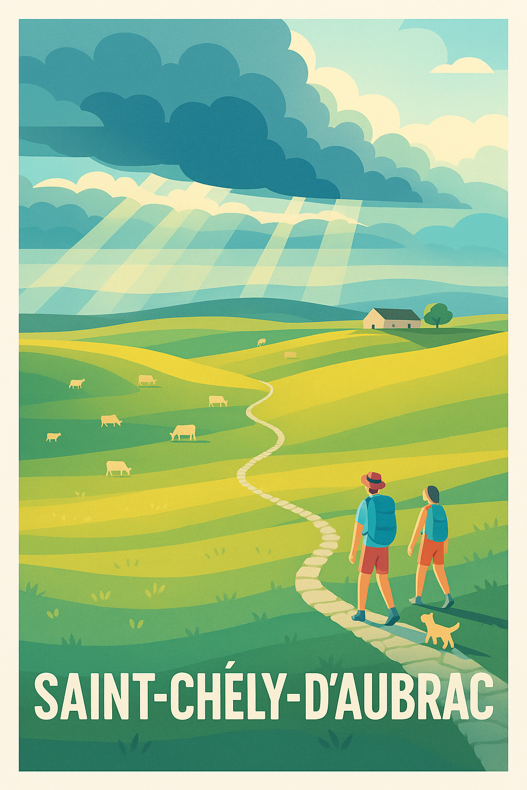 Affiche Saint-Chély-d'Aubrac — Balade bucolique au cœur de la nature · poster d'art de Saint-Chély-d'Aubrac