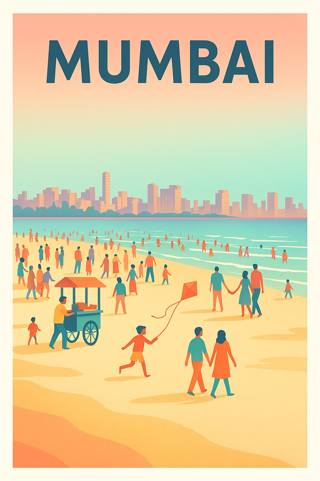Affiche Mumbai — L'effervescence balnéaire au cœur de la ville · poster d'art de Mumbai