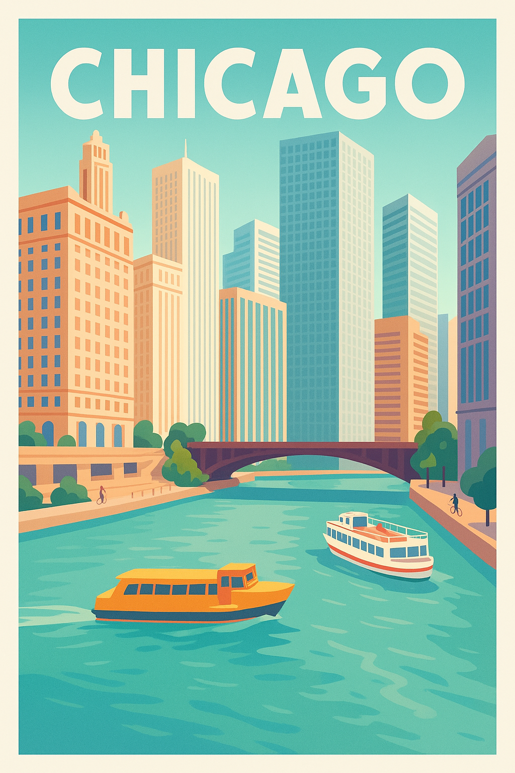 Affiche de Chicago - Vibrations urbaines au fil de la rivière