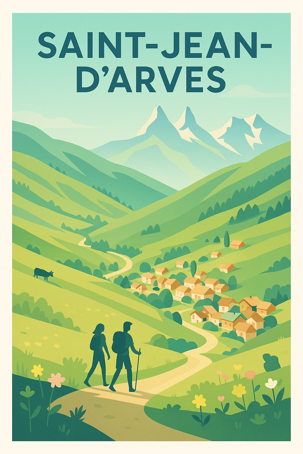 Affiche Saint-Jean-d'Arves — Invitation à la randonnée alpine · poster d'art de Saint-Jean-d'Arves