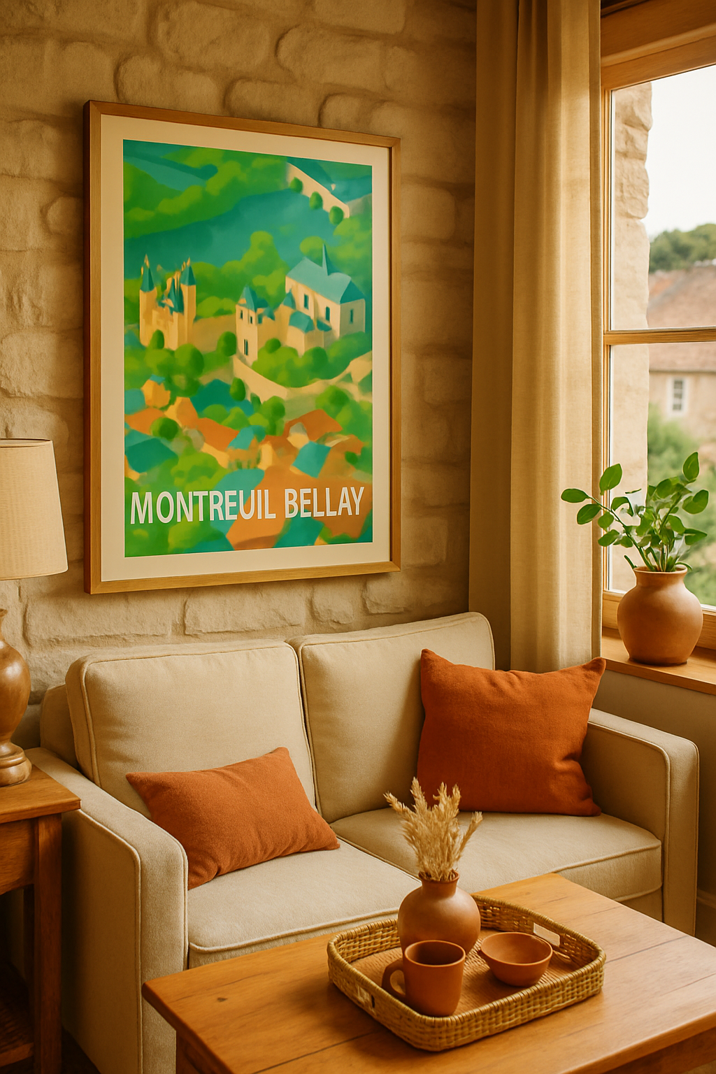 Mise en situation Affiche de Montreuil-Bellay - L'élégance d'un château historique