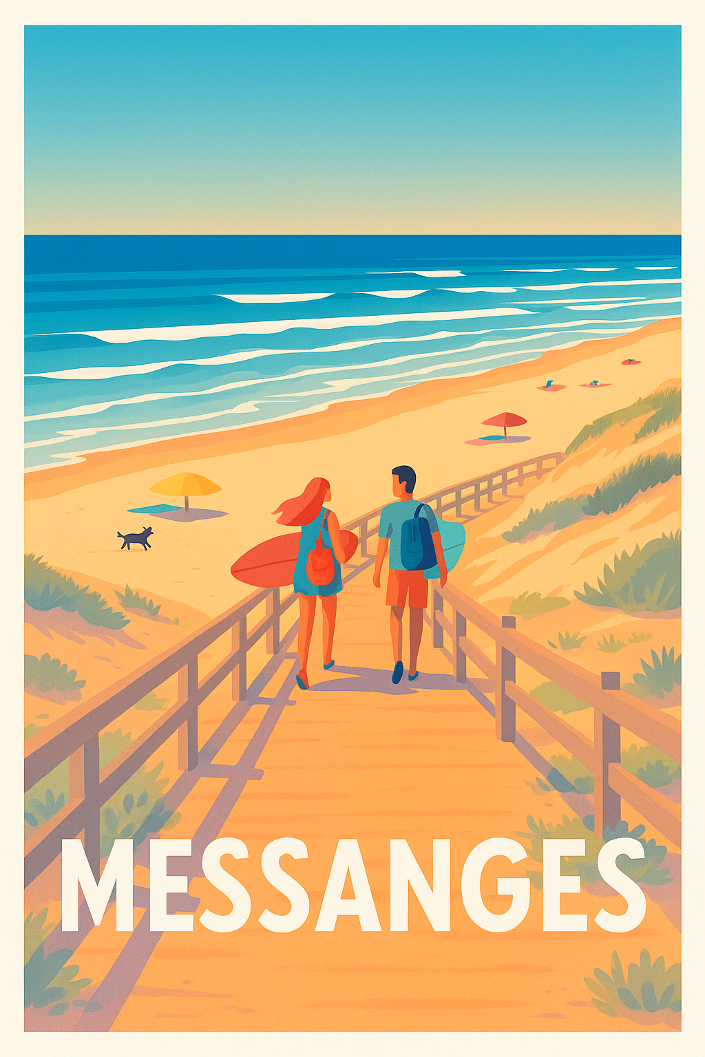 Affiche Messanges — Échappée belle sur la plage · poster d'art de Messanges