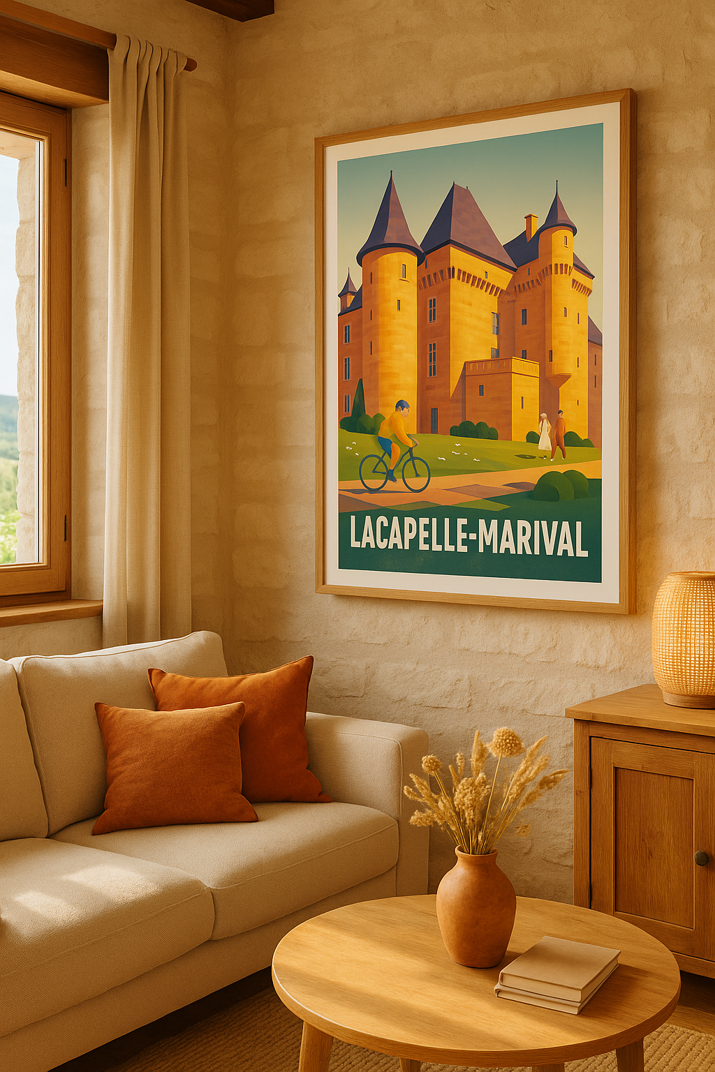 Affiche Lacapelle-Marival — Charme historique et nature paisible · poster d'art de Lacapelle-Marival
