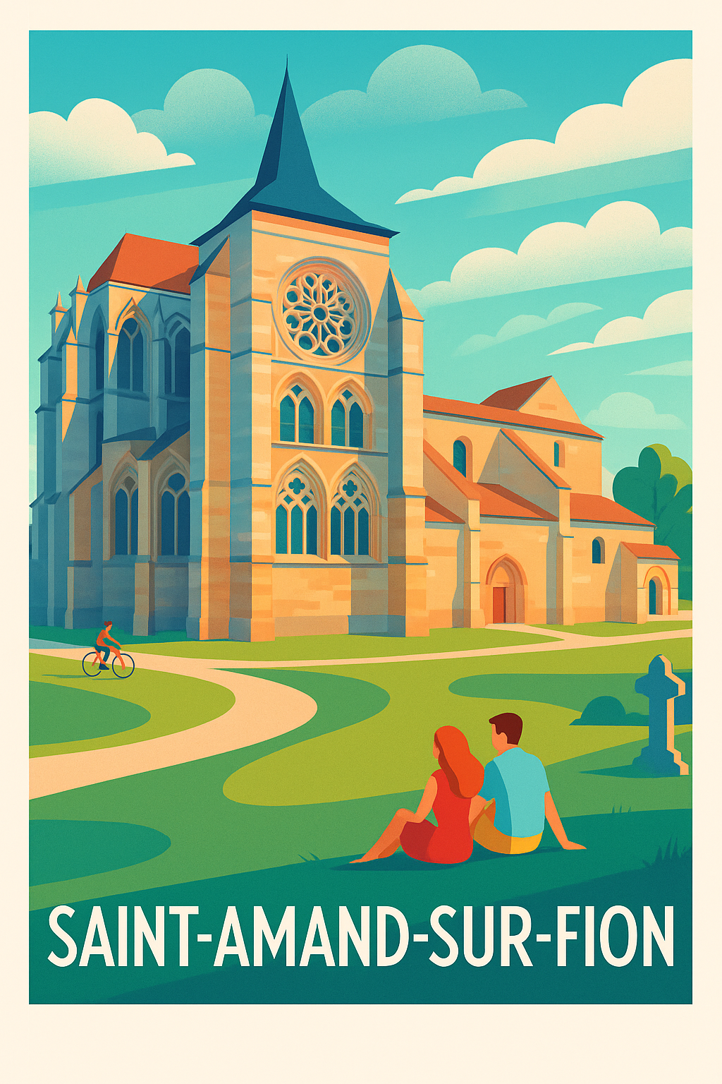 Affiche Saint-Amand-sur-Fion — Charme et Sérénité en Bord de Loire · poster d'art de Saint-Amand-sur-Fion