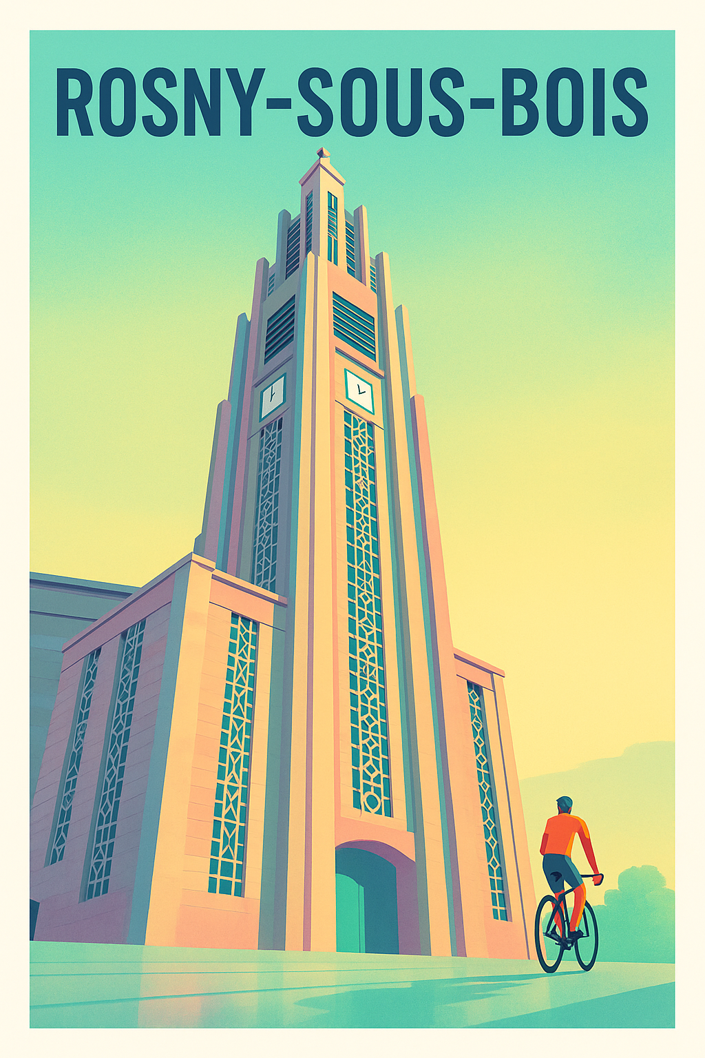 Affiche de Rosny-sous-Bois - Élan d'Art Déco et Liberté à Vélo