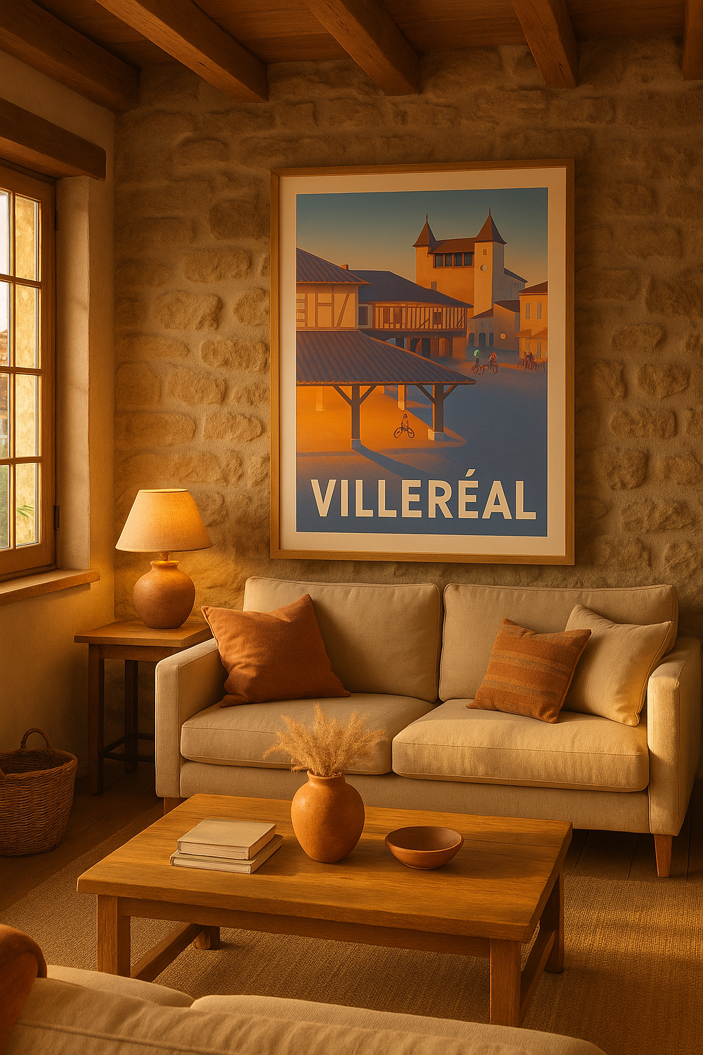 Mise en situation Affiche de Villeréal - Charme médiéval au coucher du soleil