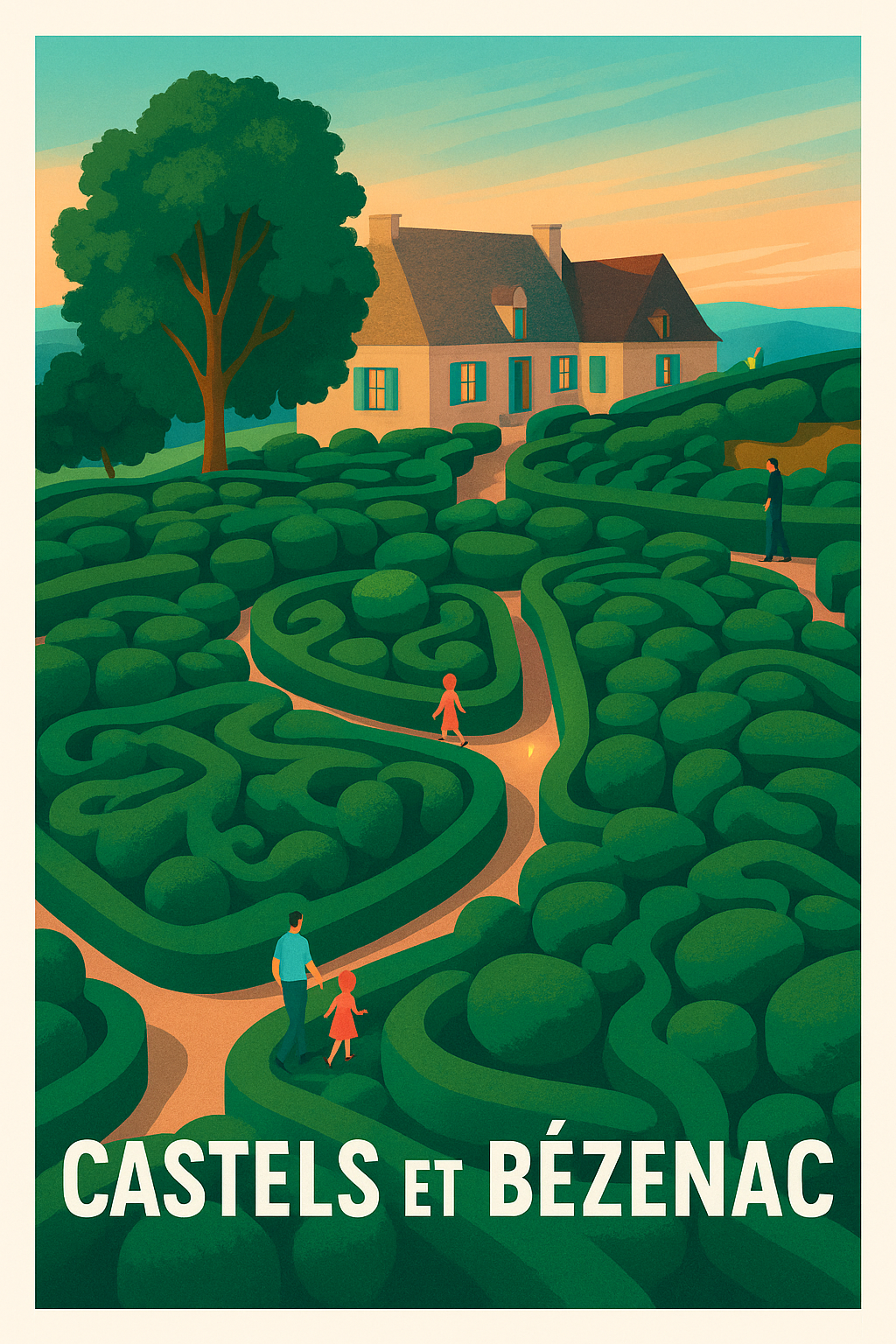Affiche Castels et Bézenac — Évasion bucolique au cœur du Périgord · poster d'art de Castels et Bézenac