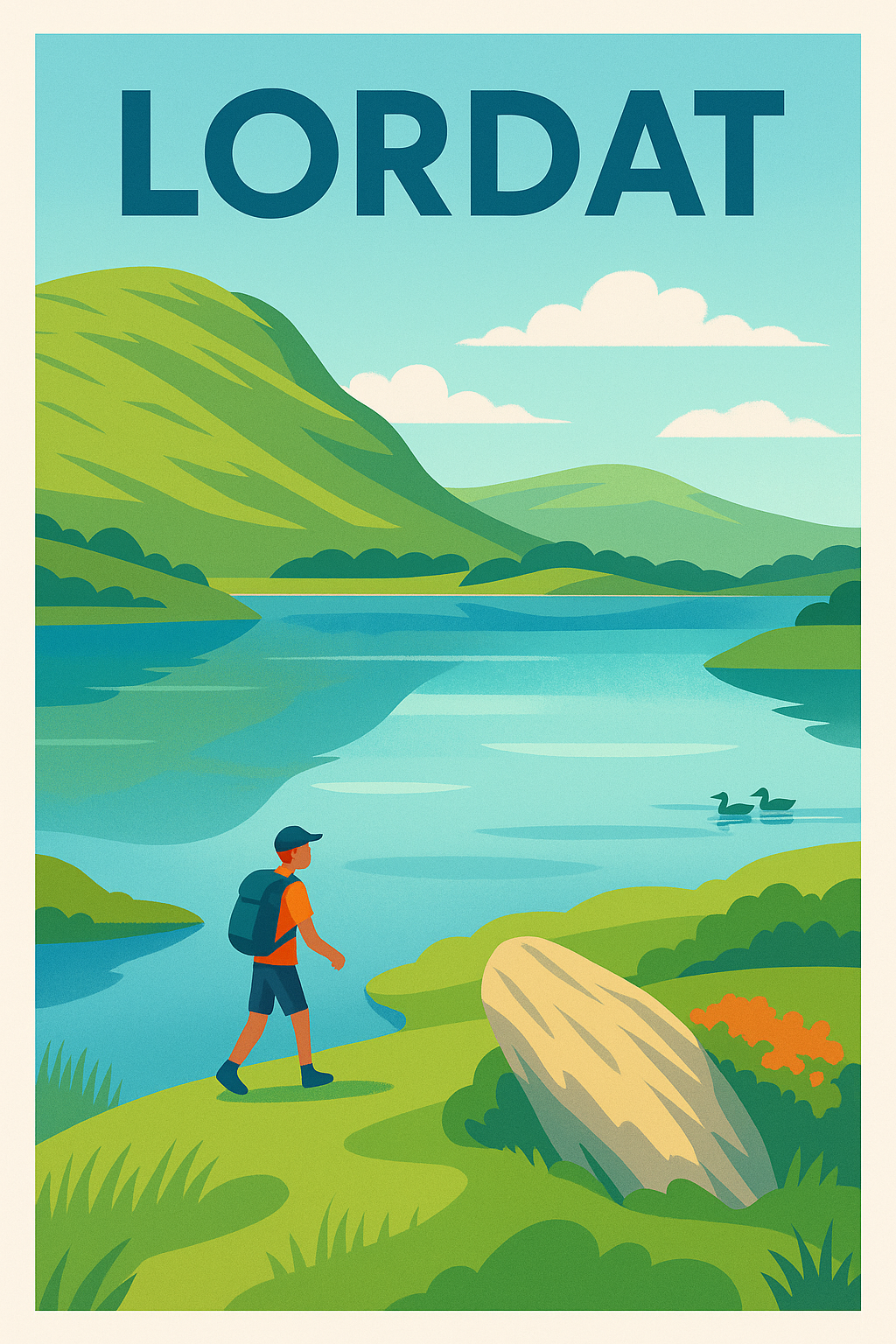 Affiche Lordat — Évasion nature au bord de l'eau · poster d'art de Lordat