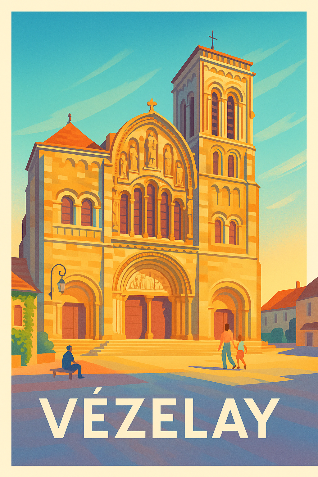 Affiche Vézelay — Trésor de l'architecture romane · poster d'art de Vézelay