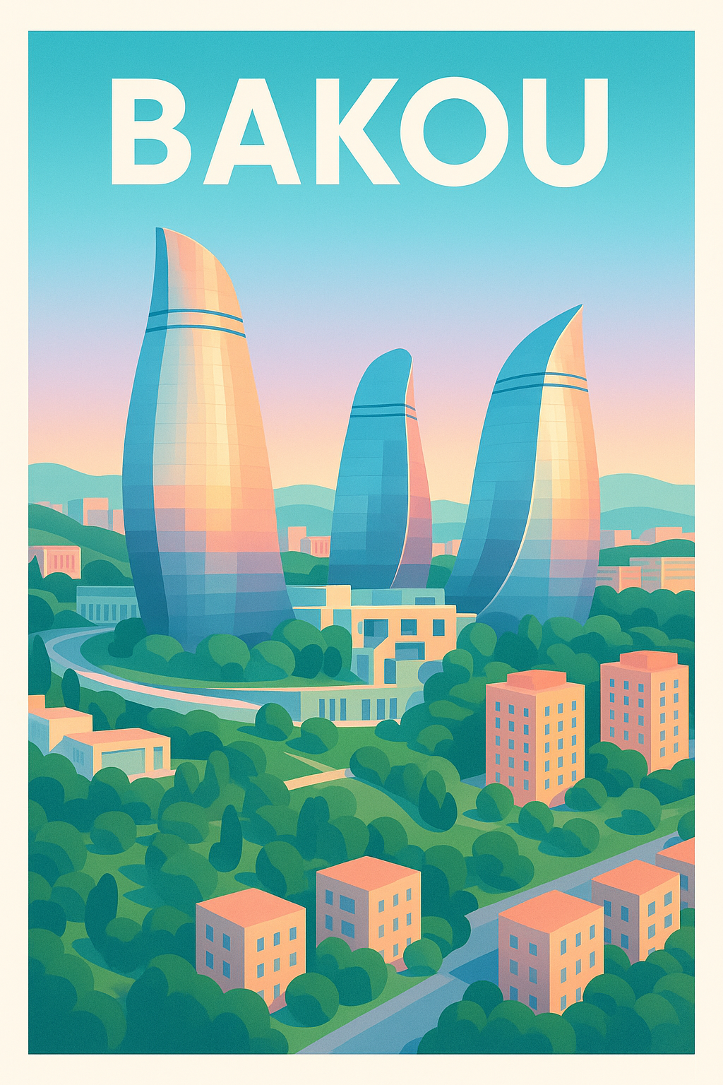 Affiche de Bakou - L'élégance futuriste entre nature et architecture