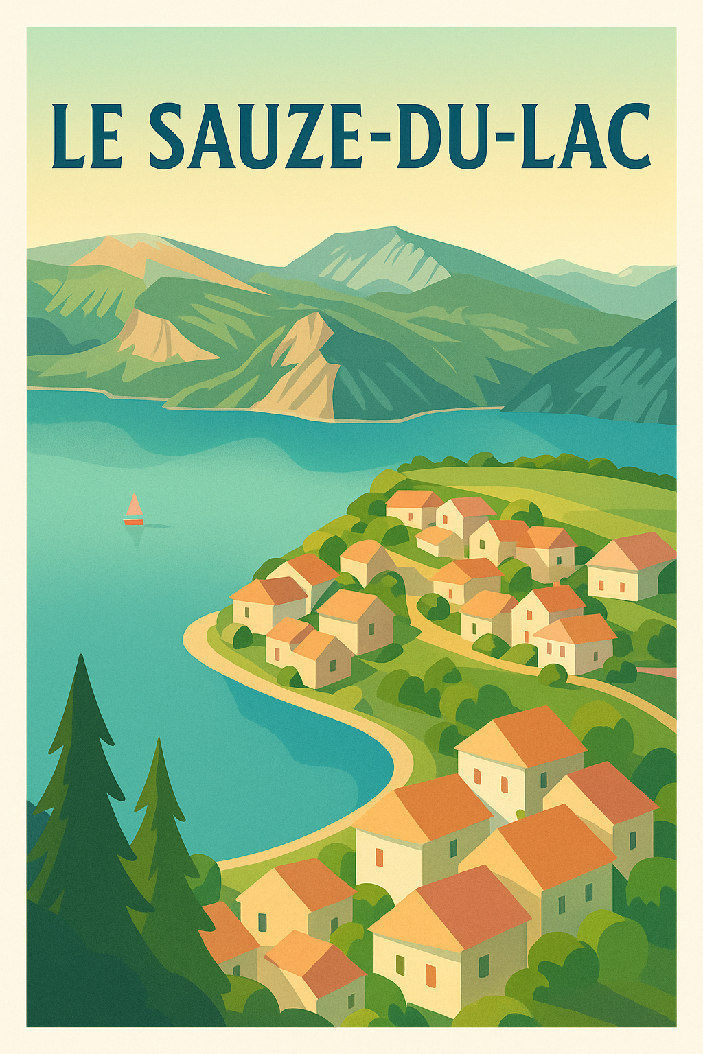 Affiche Le Sauze-du-Lac — Évasion au bord du lac · poster d'art de Le Sauze-du-Lac