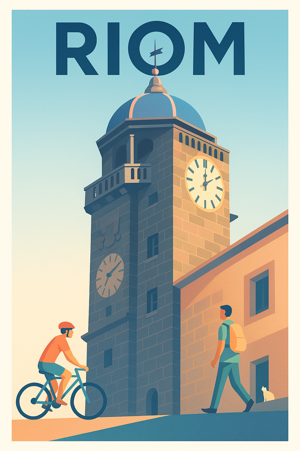 Affiche de Riom - L'heure paisible du centre historique