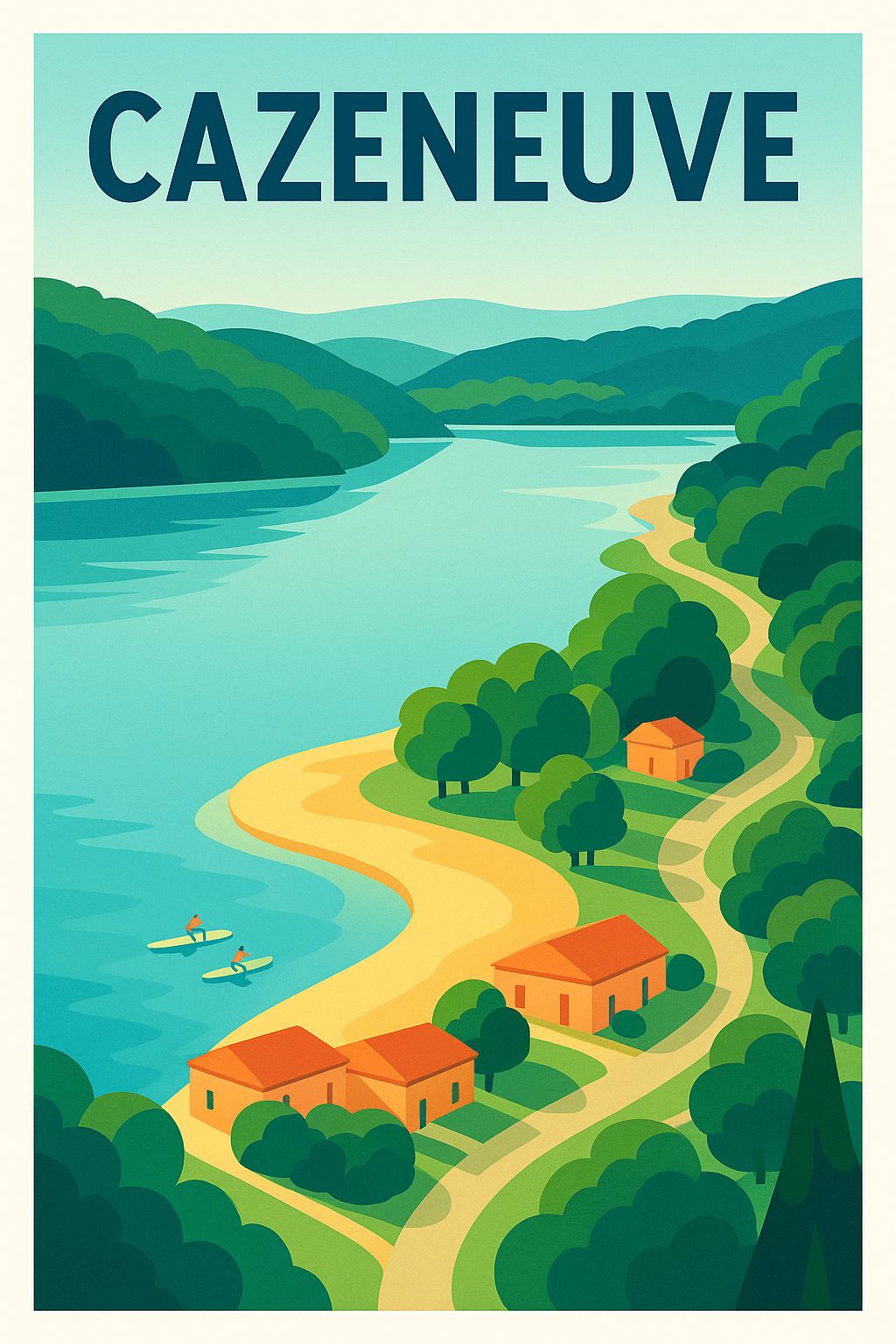 Affiche Cazeneuve — Charme naturel et sérénité au fil de l'eau · poster d'art de Cazeneuve