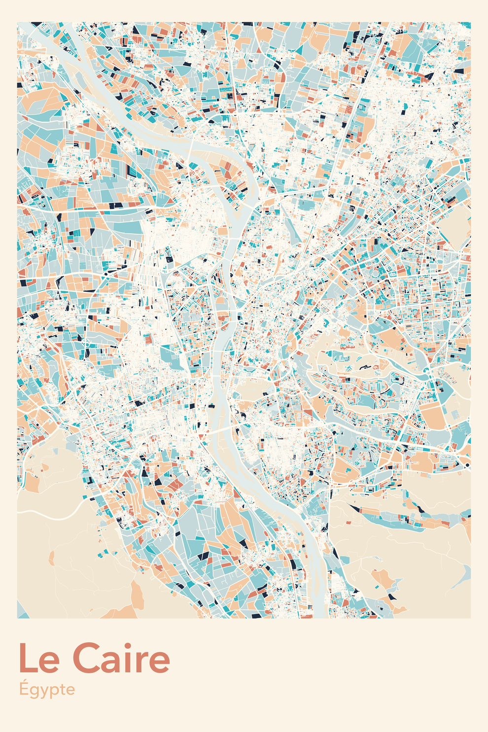 Plan du Caire coloré - Carte personnalisée