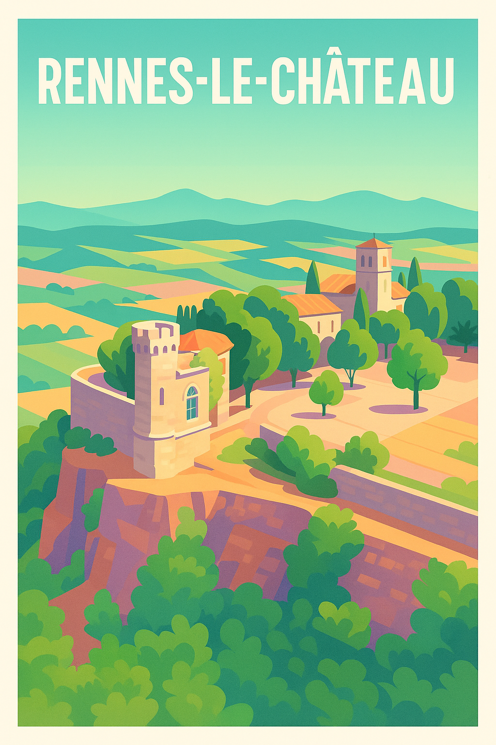 Affiche Rennes-le-Château — Charme mystique en terres audoises · poster d'art de Rennes-le-Château