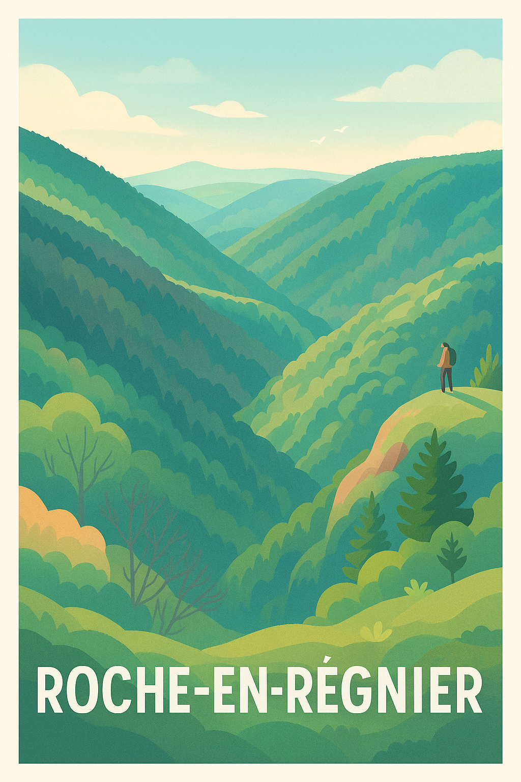 Affiche Roche-en-Régnier — Évasion et nature préservée · poster d'art de Roche-en-Régnier