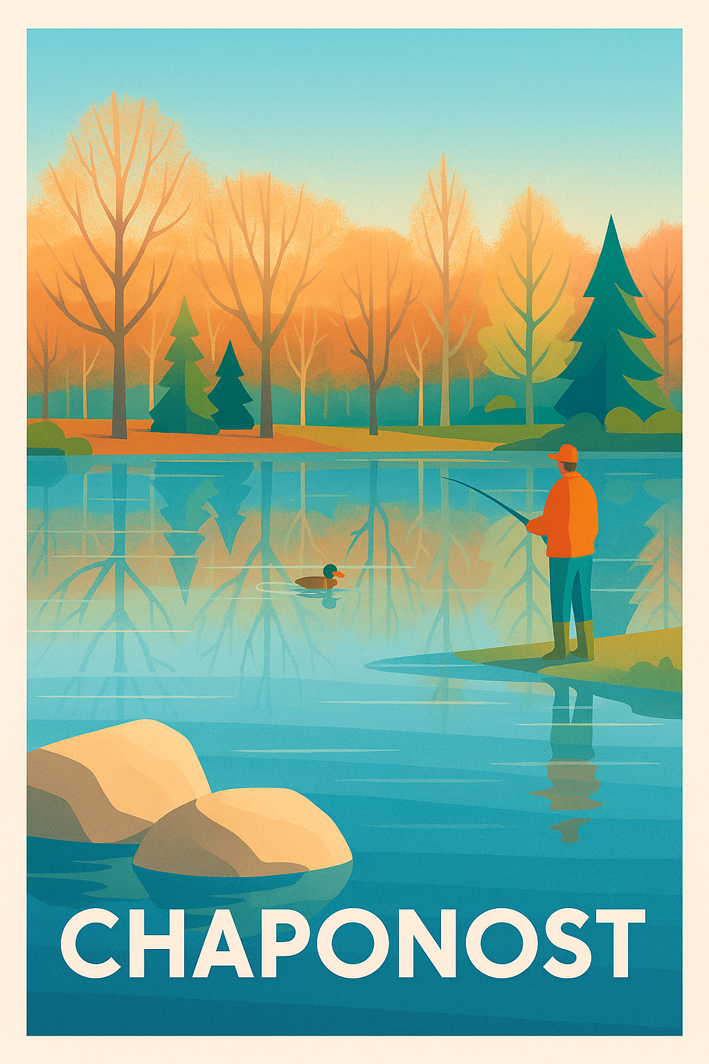 Affiche Chaponost — Sérénité au bord de l'eau · poster d'art de Chaponost