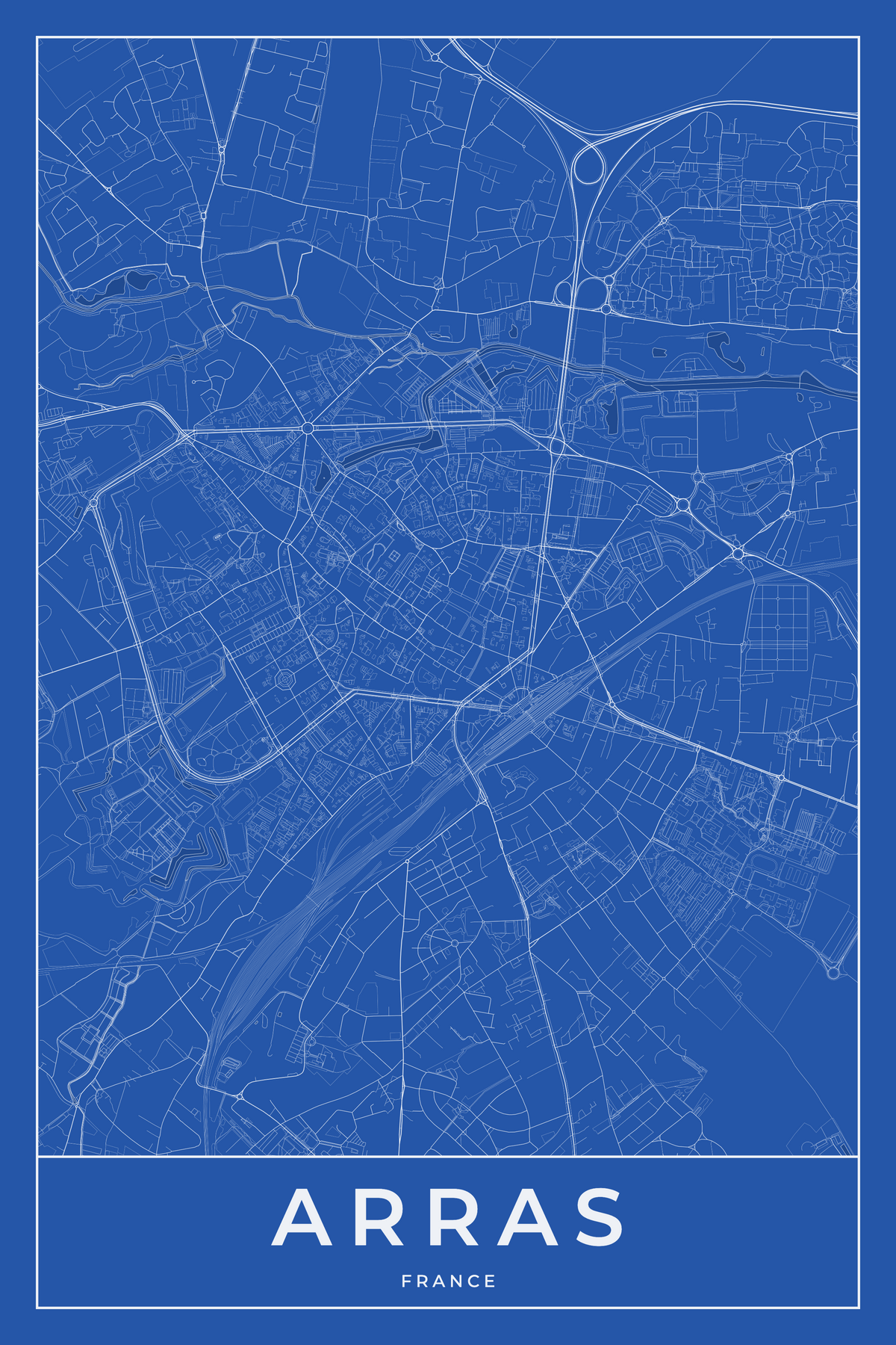 Carte d'Arras bleue - Affiche personnalisée