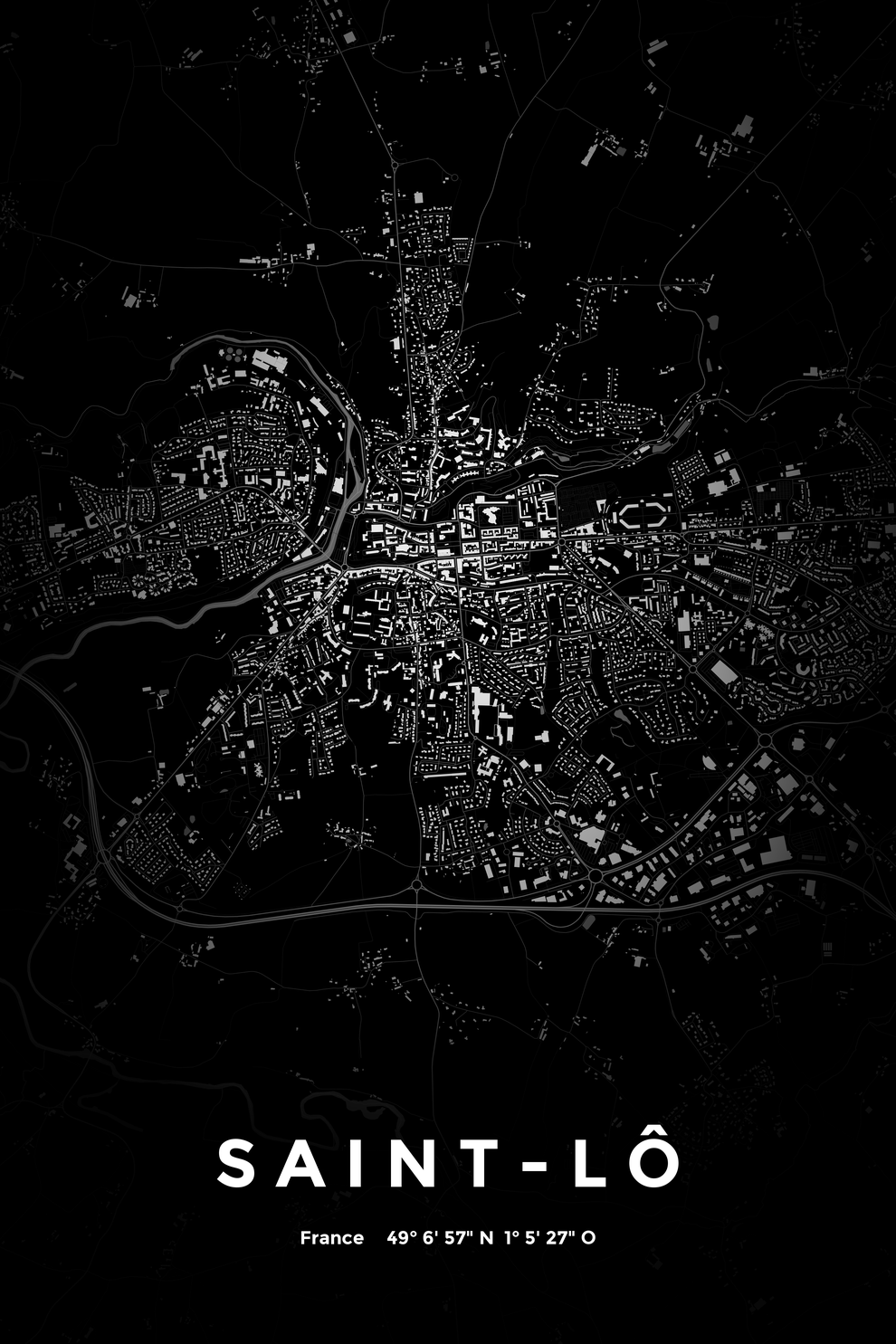Carte de Saint-Lô nuit - Affiche personnalisée