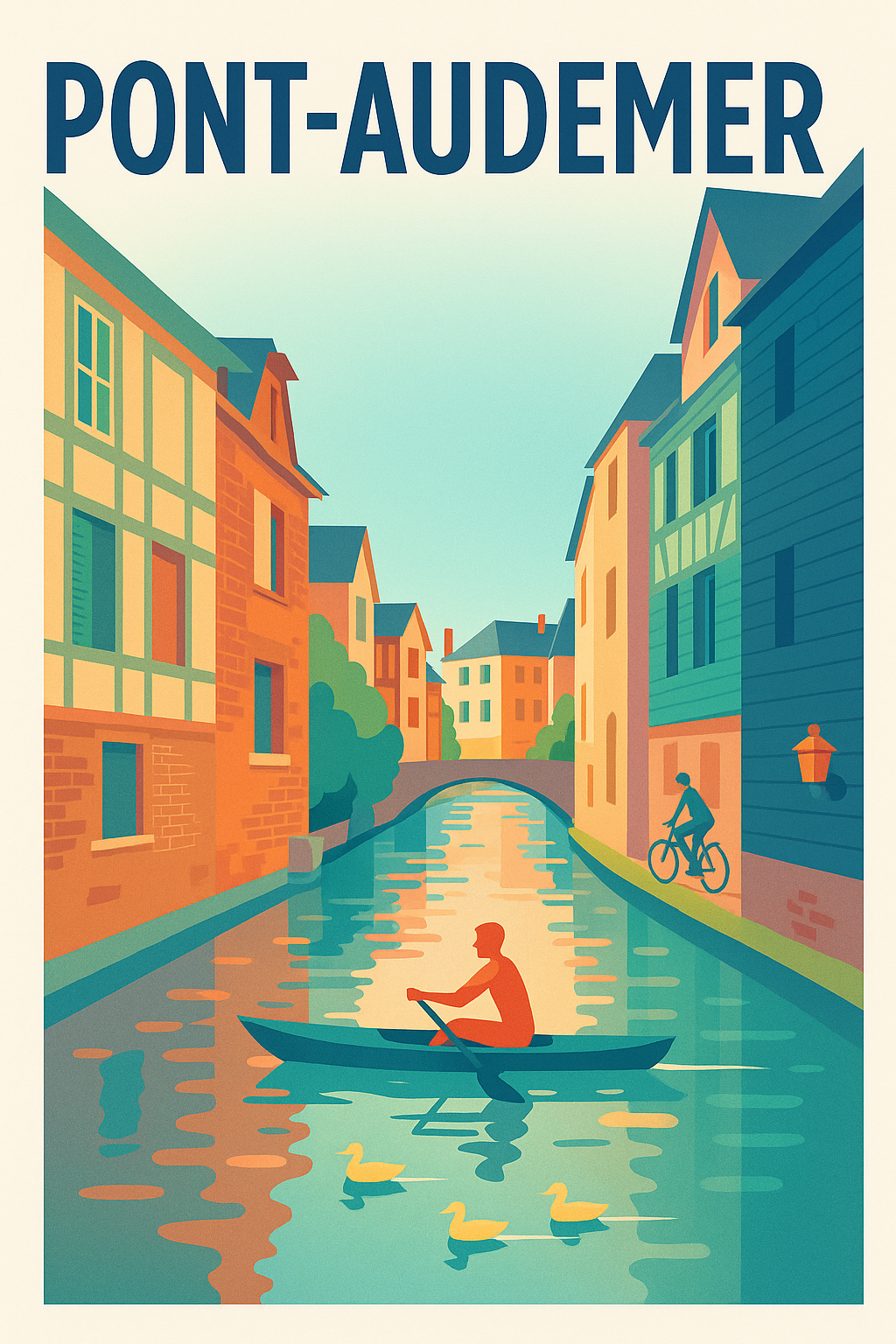 Affiche de Pont-Audemer - Charme paisible des canaux normands