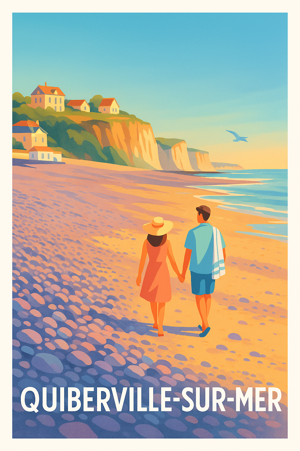 Affiche de Quiberville-sur-Mer - Promenade romantique au bord de la mer